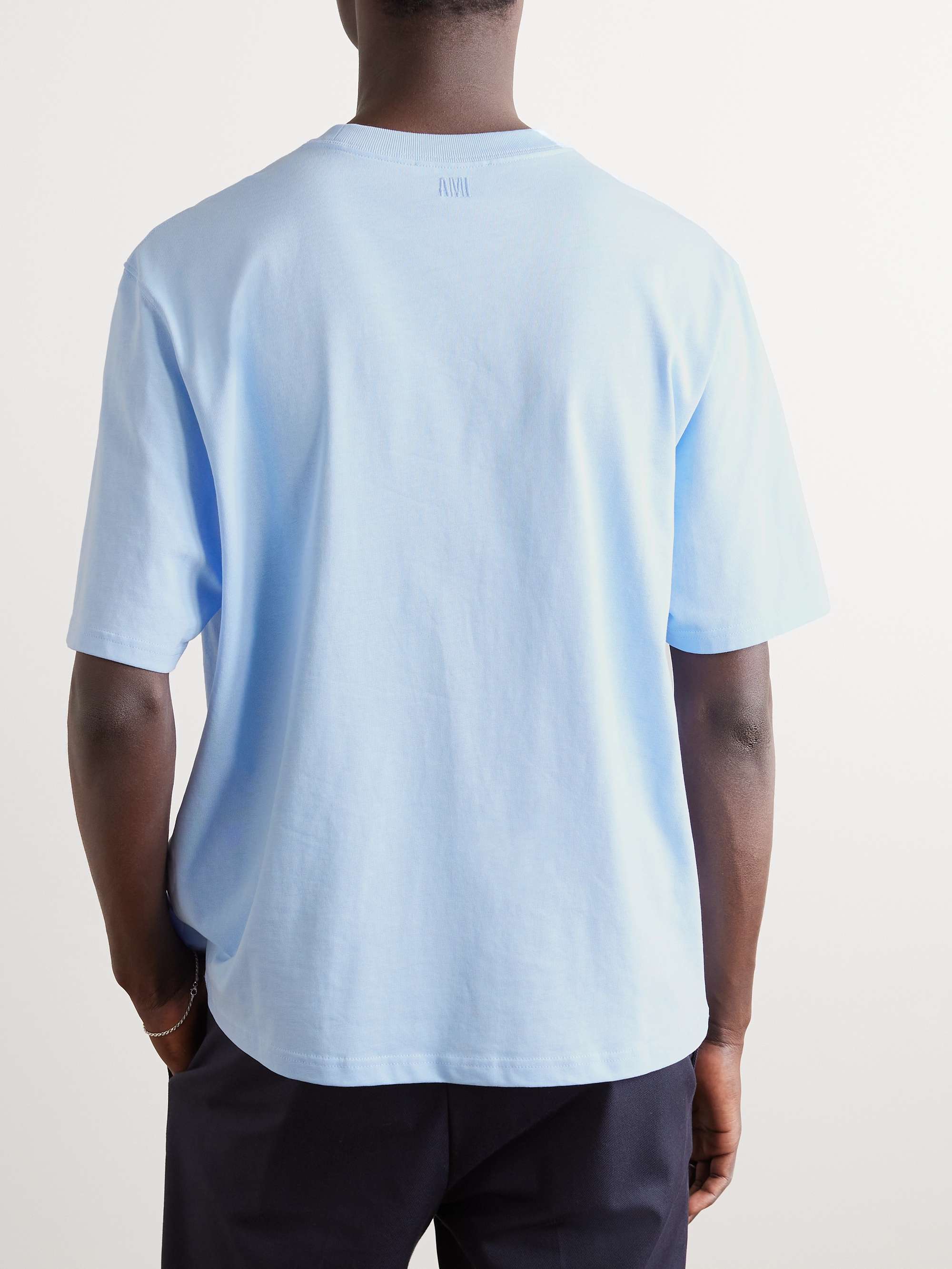 AMI PARIS Logo-Embroidered Cotton-Jersey T-Shirt
