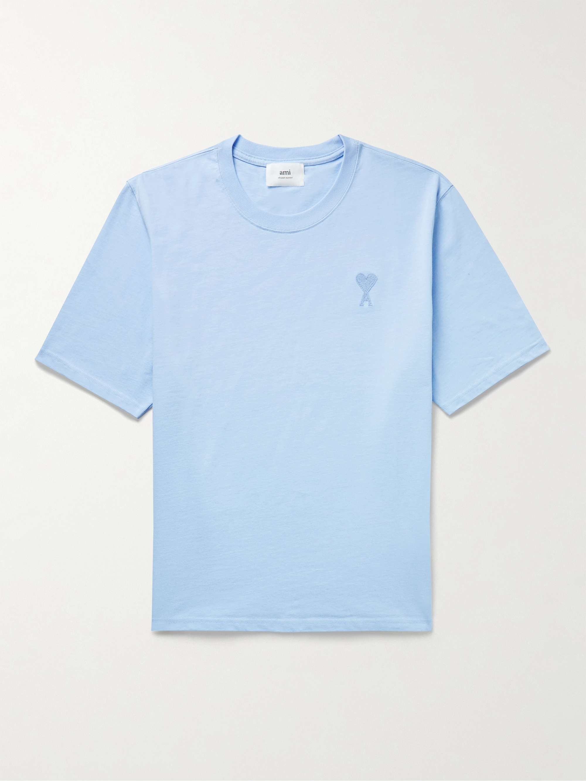 AMI PARIS Logo-Embroidered Cotton-Jersey T-Shirt