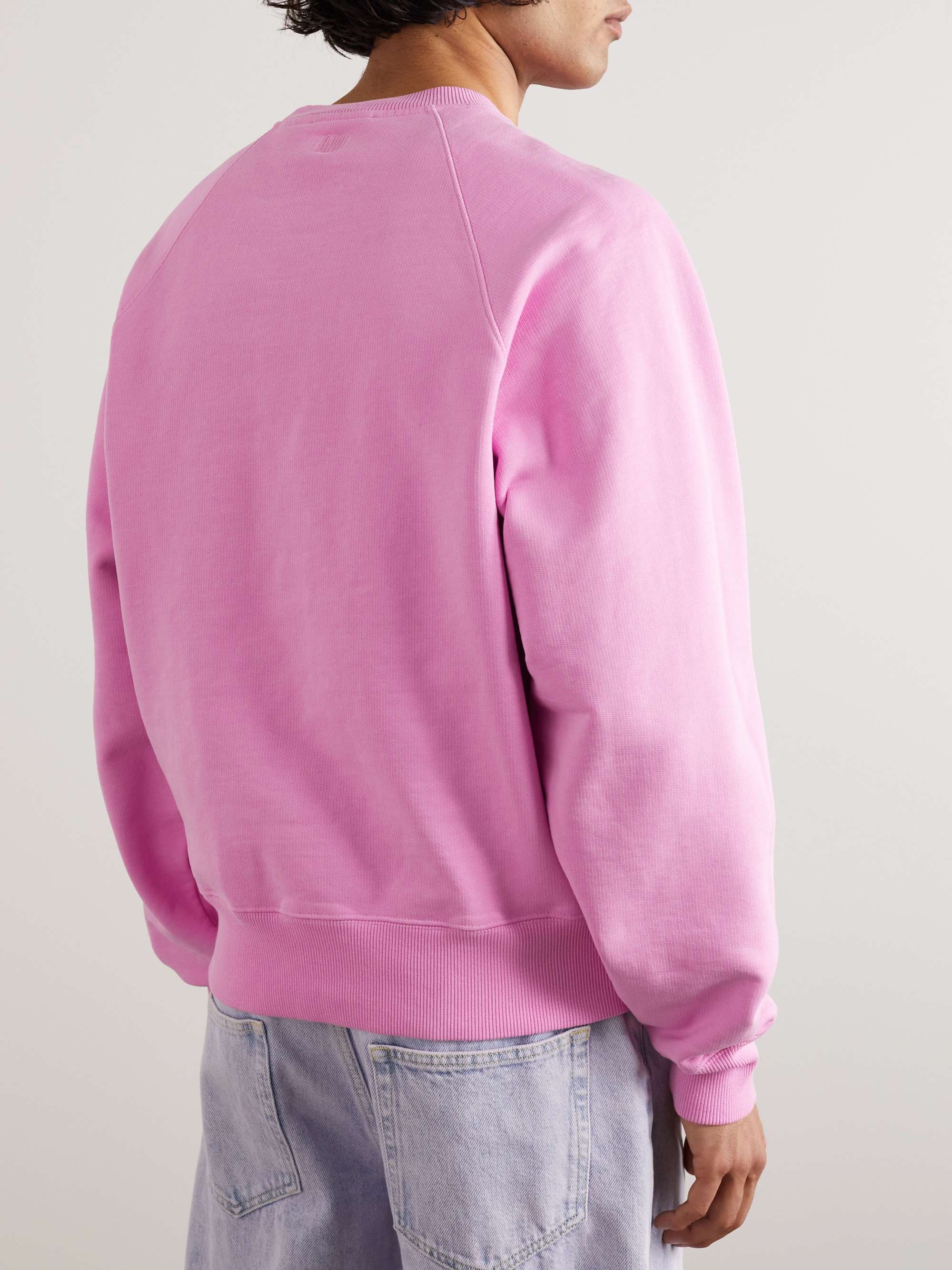 AMI PARIS Logo-Embroidered Cotton-Jersey Sweatshirt