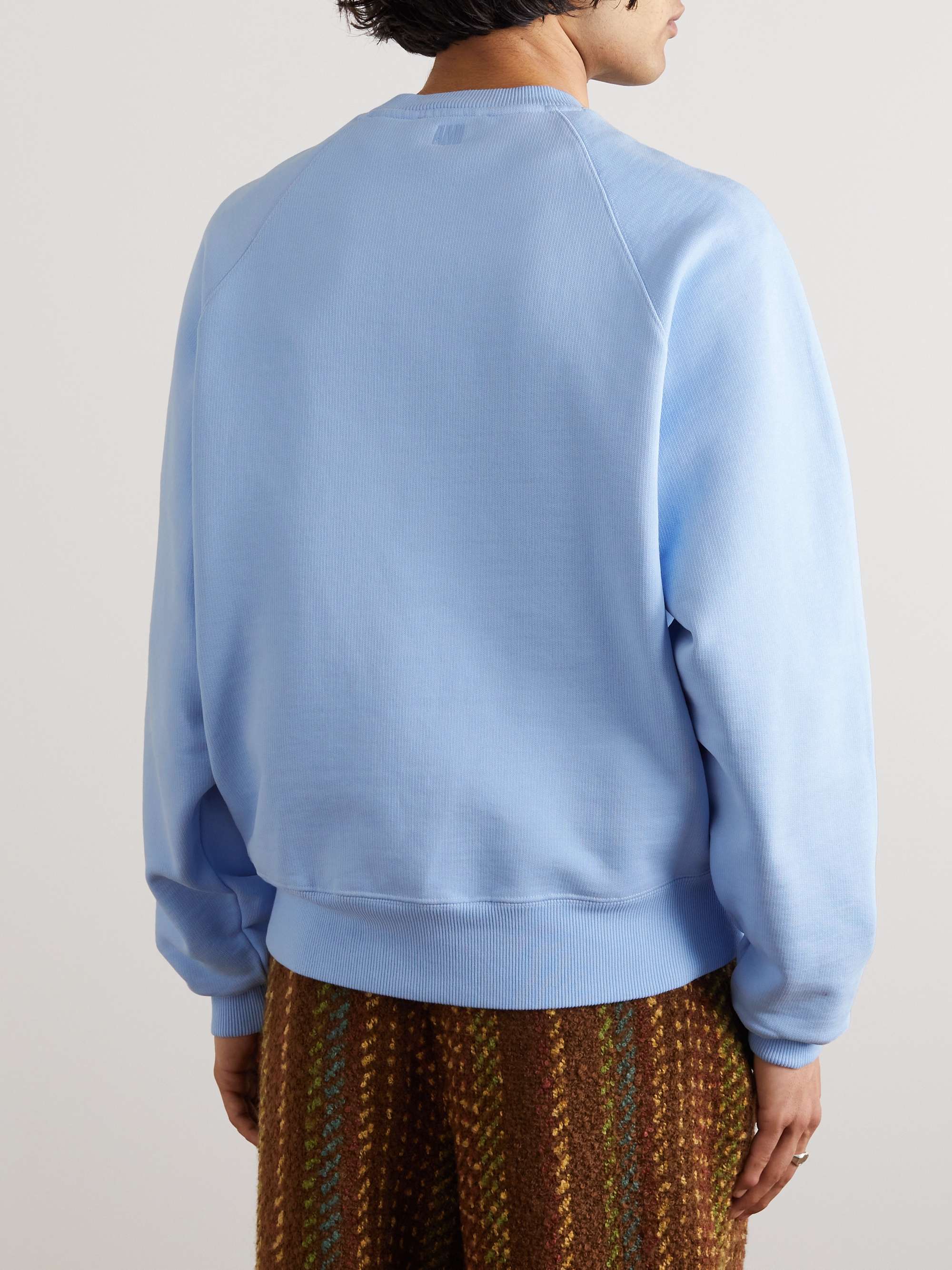 AMI PARIS Logo-Embroidered Cotton-Jersey Sweatshirt