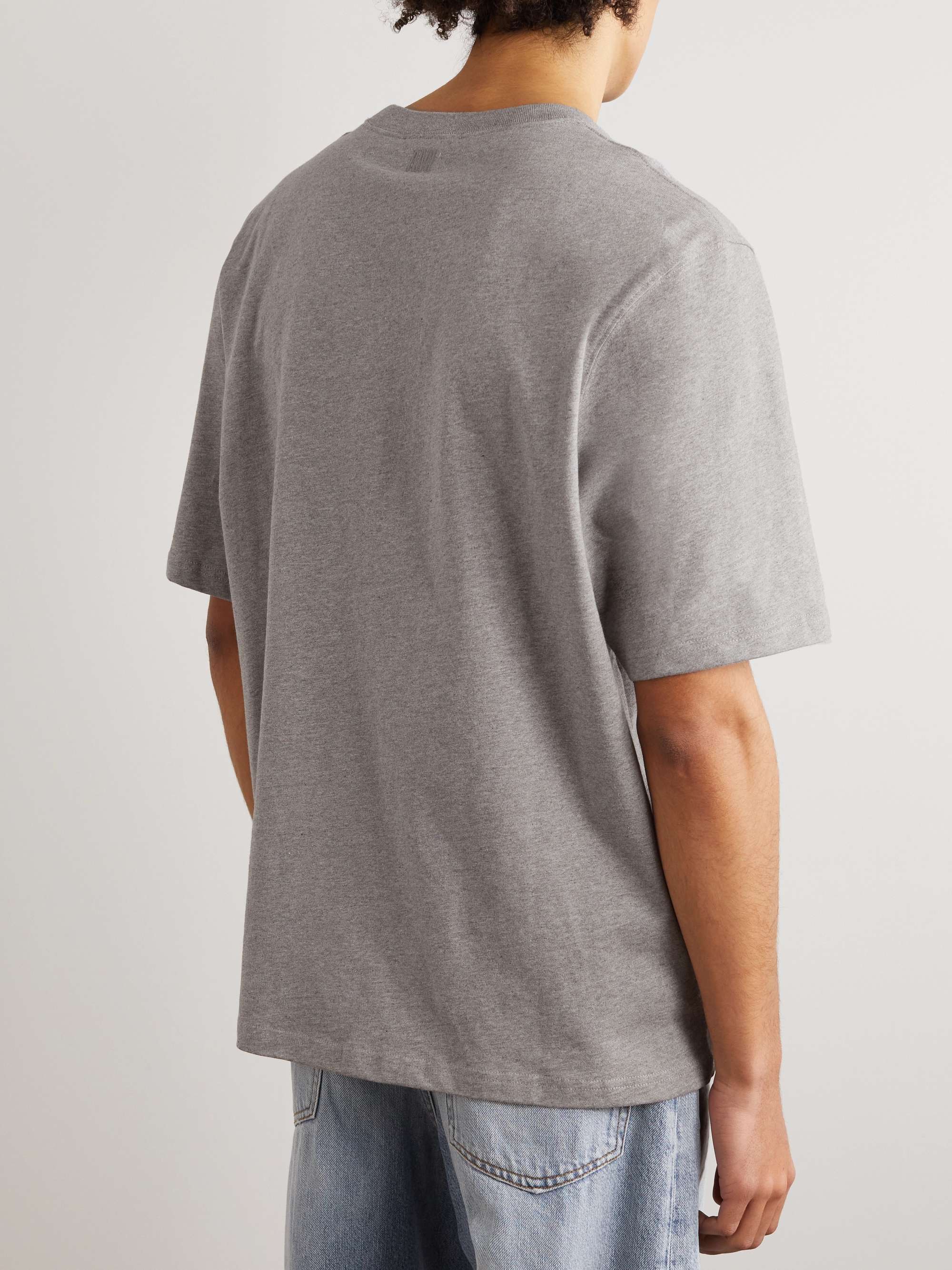 AMI PARIS Logo-Embroidered Cotton-Jersey T-Shirt