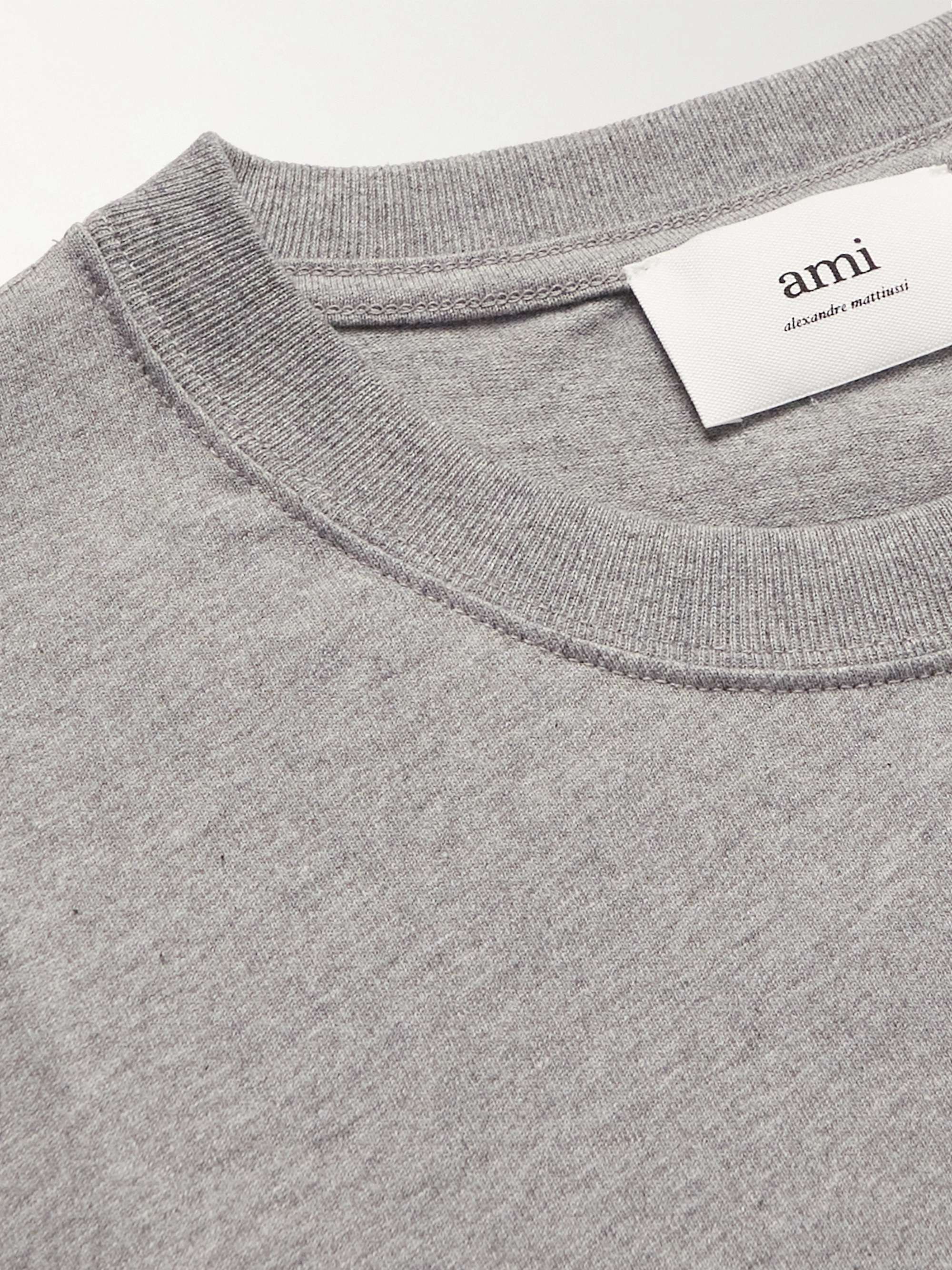 AMI PARIS Logo-Embroidered Cotton-Jersey T-Shirt