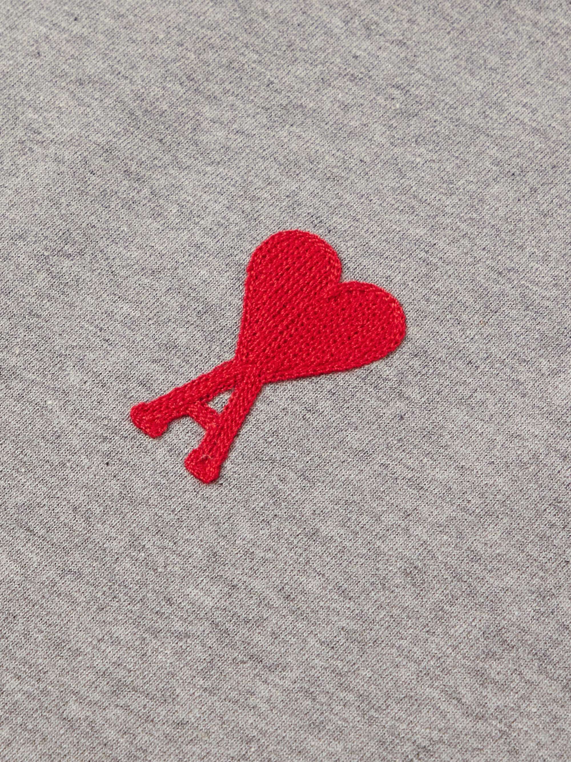 AMI PARIS Logo-Embroidered Cotton-Jersey T-Shirt