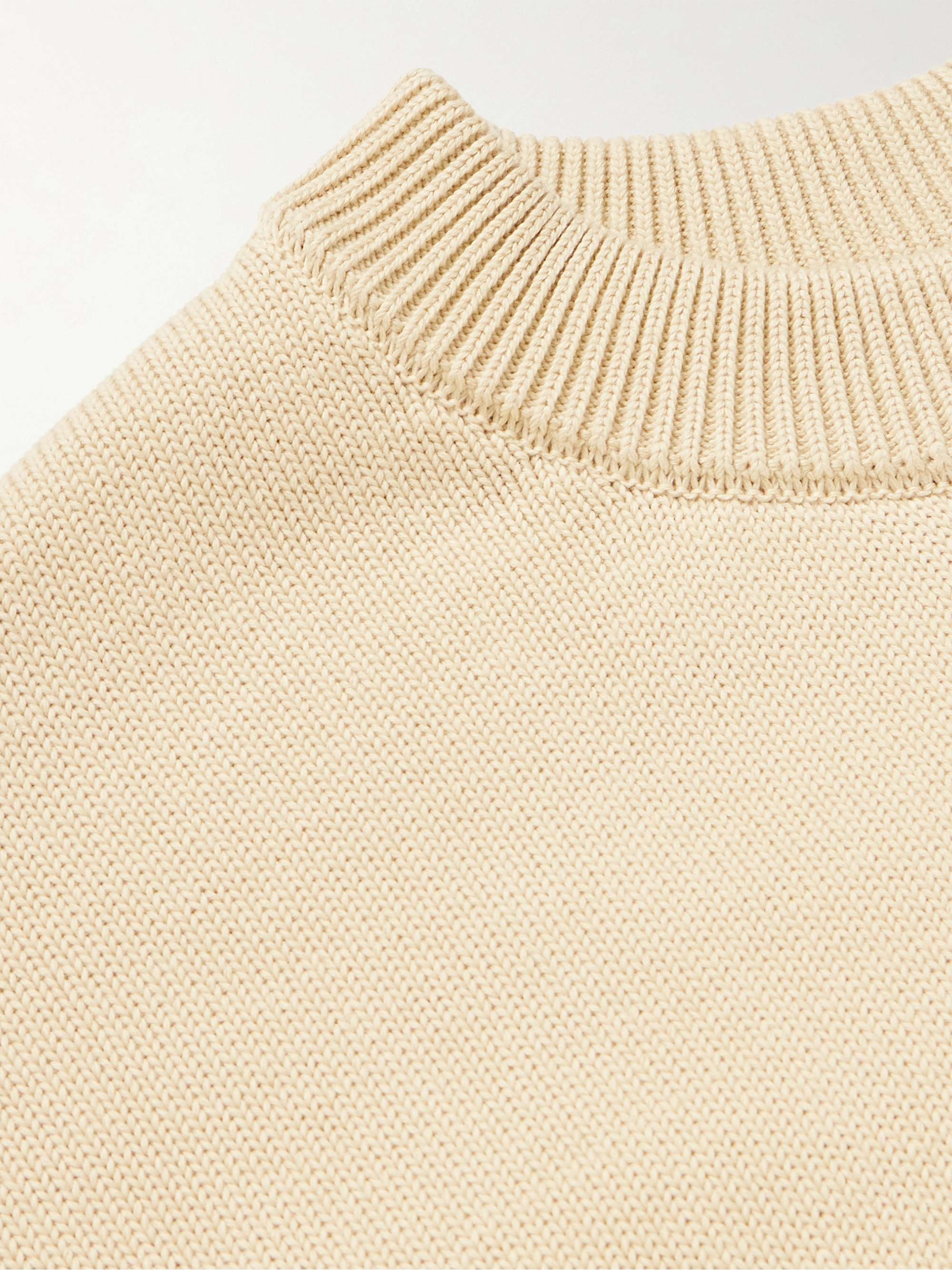 AMI PARIS ADC Logo-Embroidered Cotton and Merino Wool-Blend Sweater
