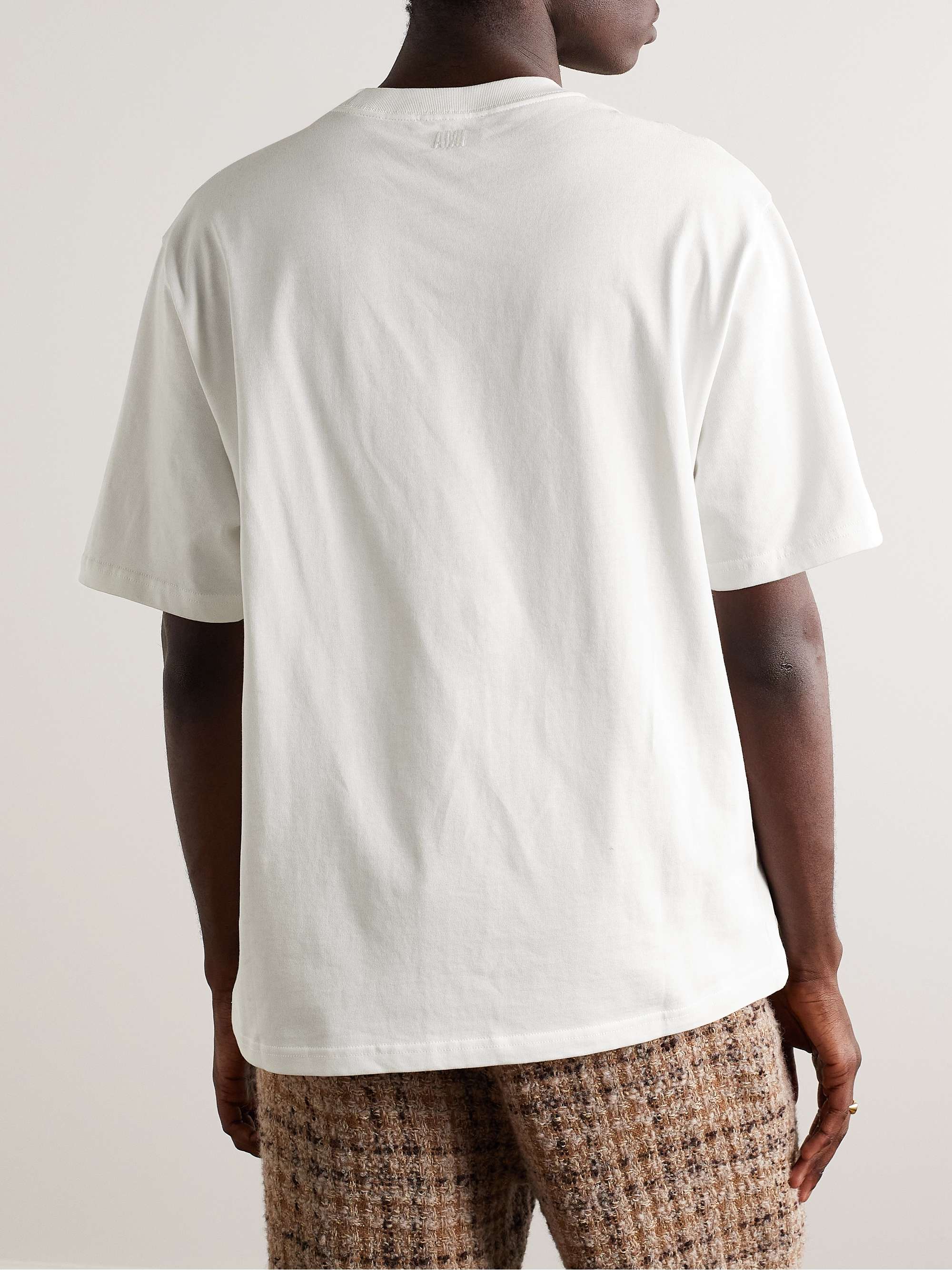 AMI PARIS Logo-Embroidered Cotton-Jersey T-Shirt