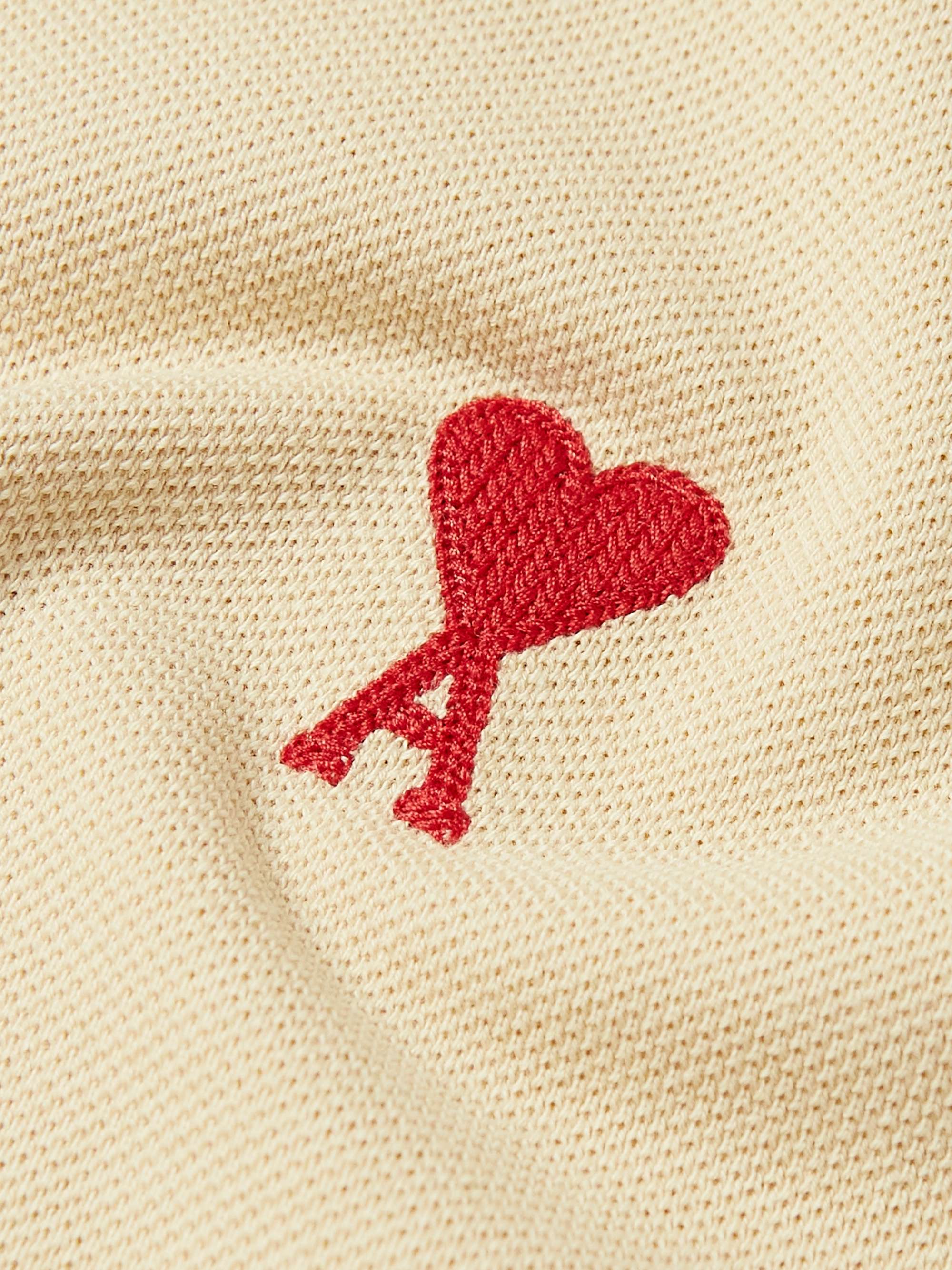 AMI PARIS Logo-Embroidered Cotton-Piqué Polo Shirt