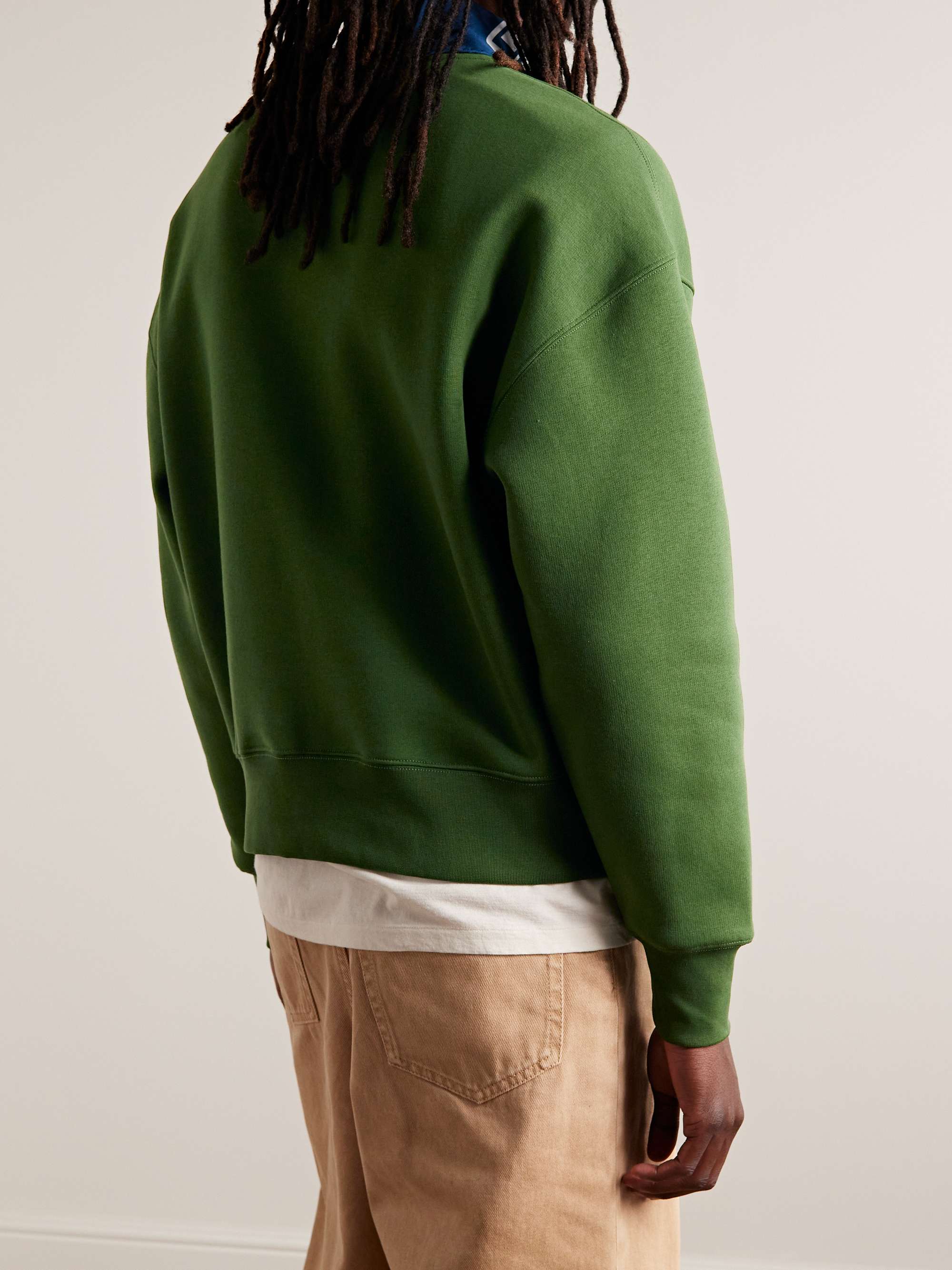 AMI PARIS Logo-Embroidered Organic Cotton-Blend Jersey Sweatshirt