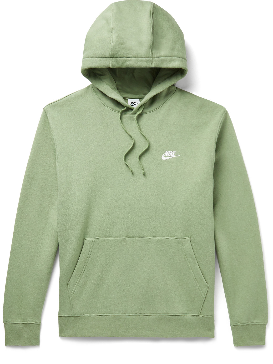 Nike Sportswear Club Logo-embroidered Cotton-blend Jersey Hoodie In Green