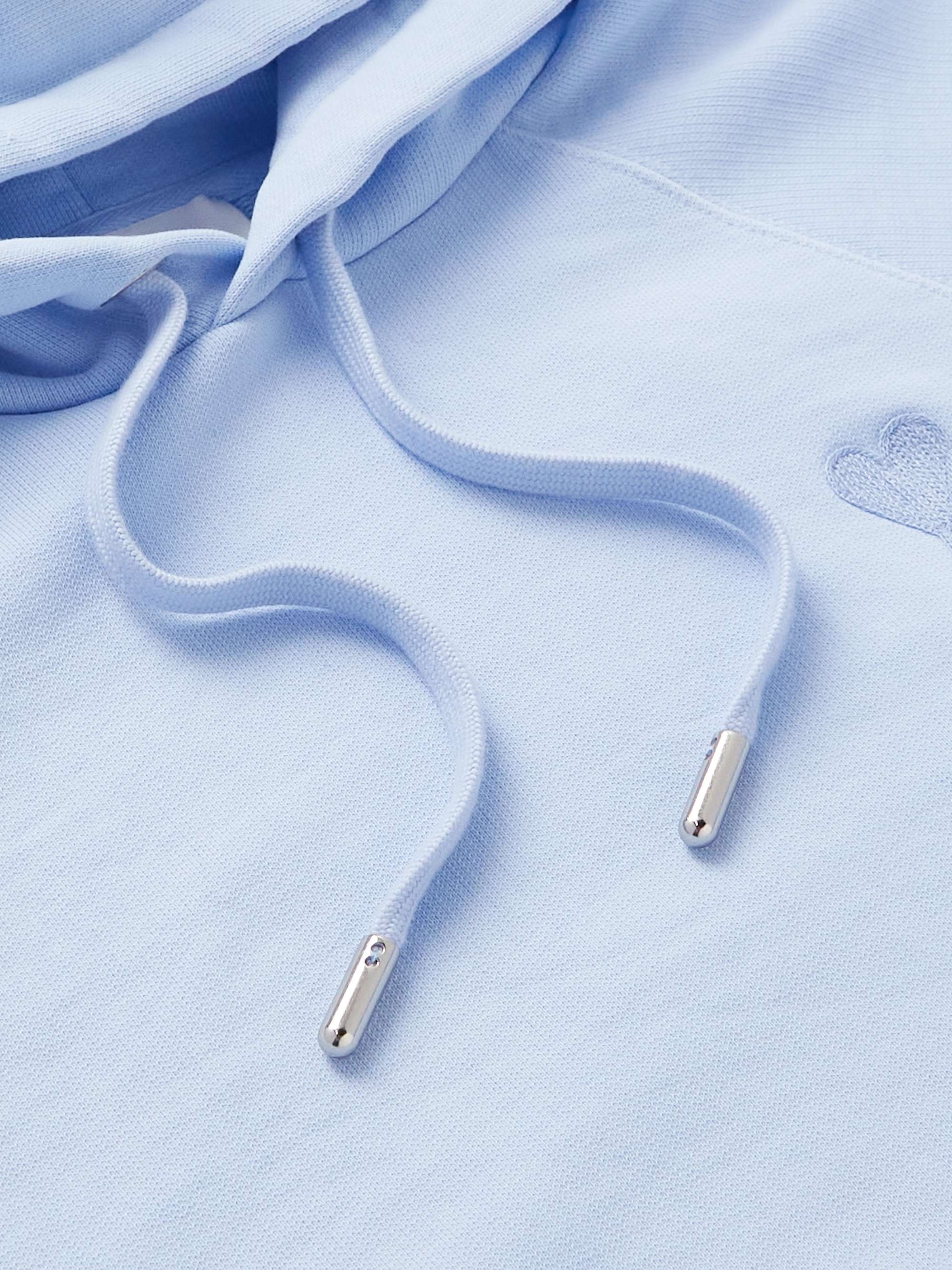 AMI PARIS Logo-Embroidered Cotton-Blend Jersey Hoodie