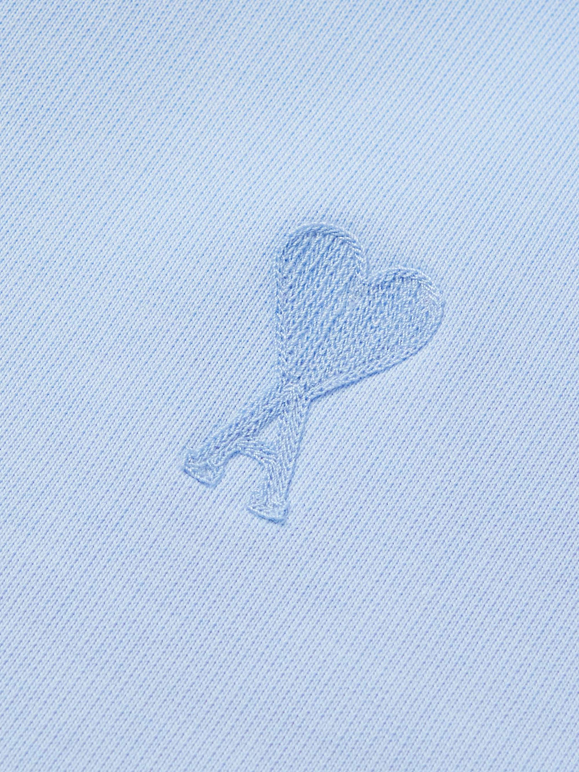 AMI PARIS Logo-Embroidered Cotton-Blend Jersey Hoodie
