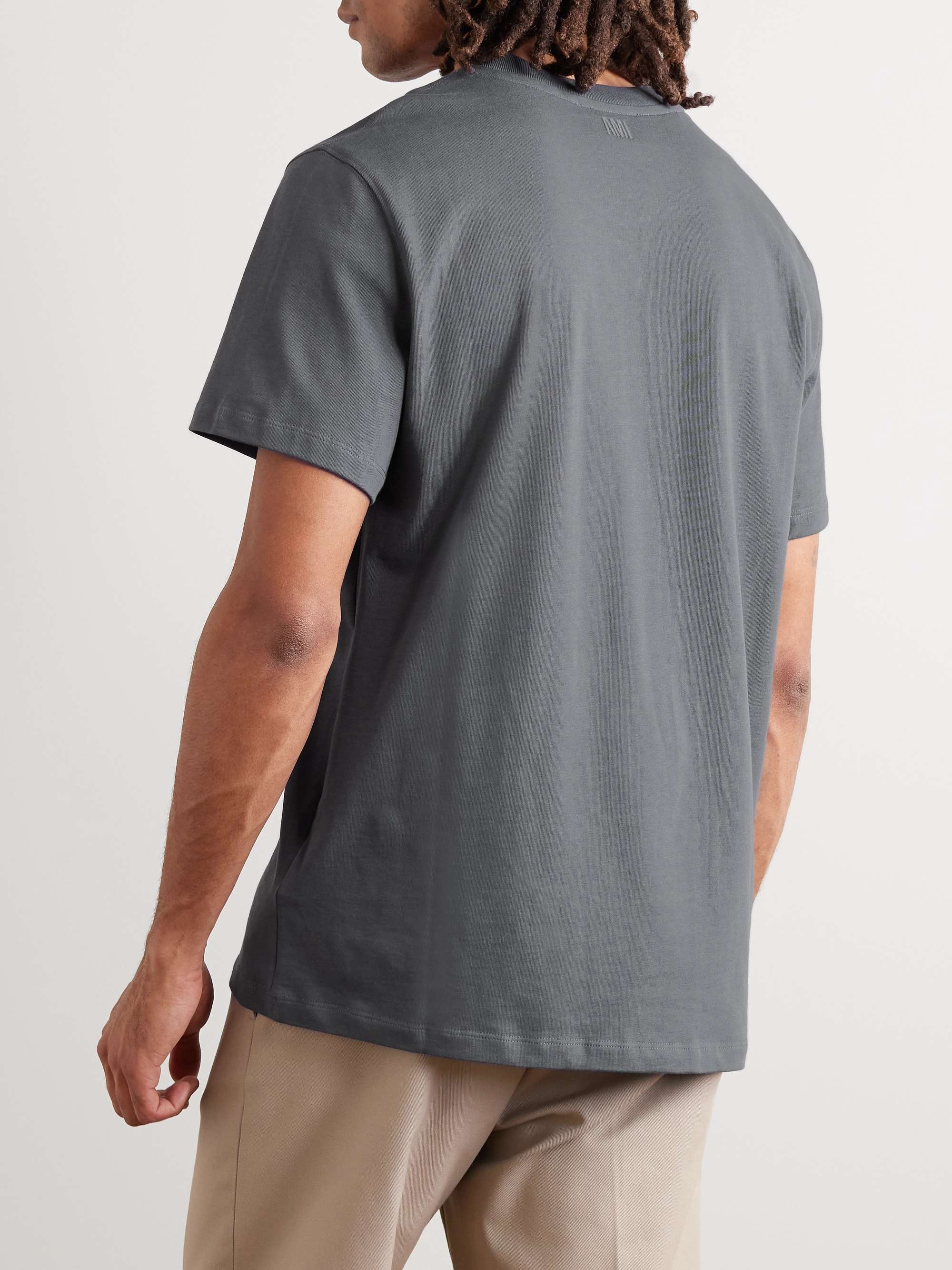 AMI PARIS ADC Logo-Embroidered Organic Cotton-Jersey T-Shirt