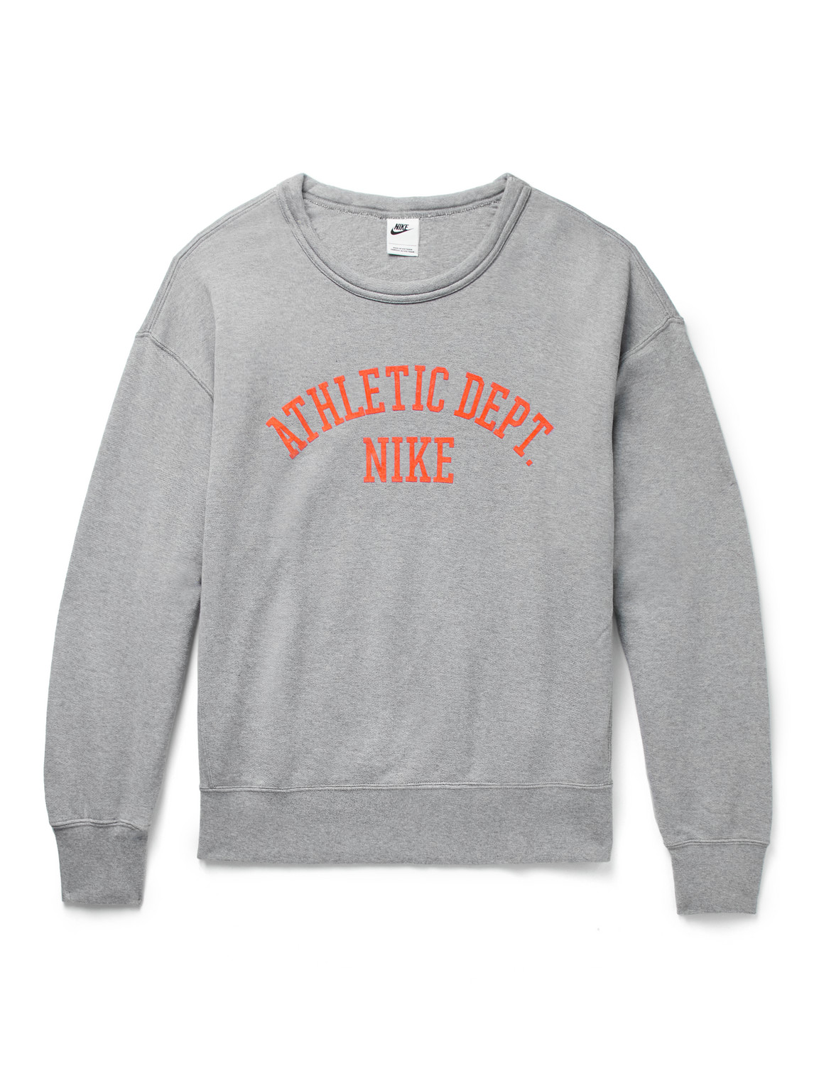 Nike Sportswear Trend Logo-flocked Cotton-jersey Sweatshirt In Gray