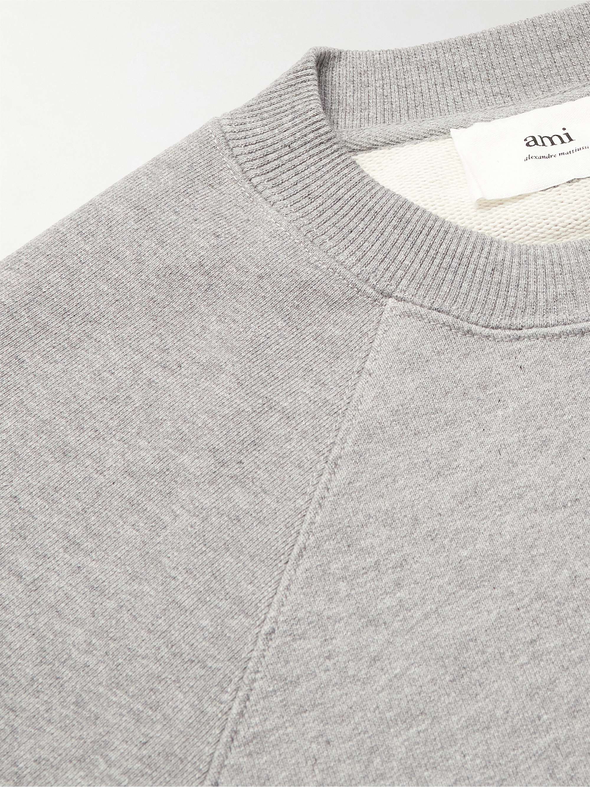 AMI PARIS Logo-Embroidered Cotton-Jersey Sweatshirt