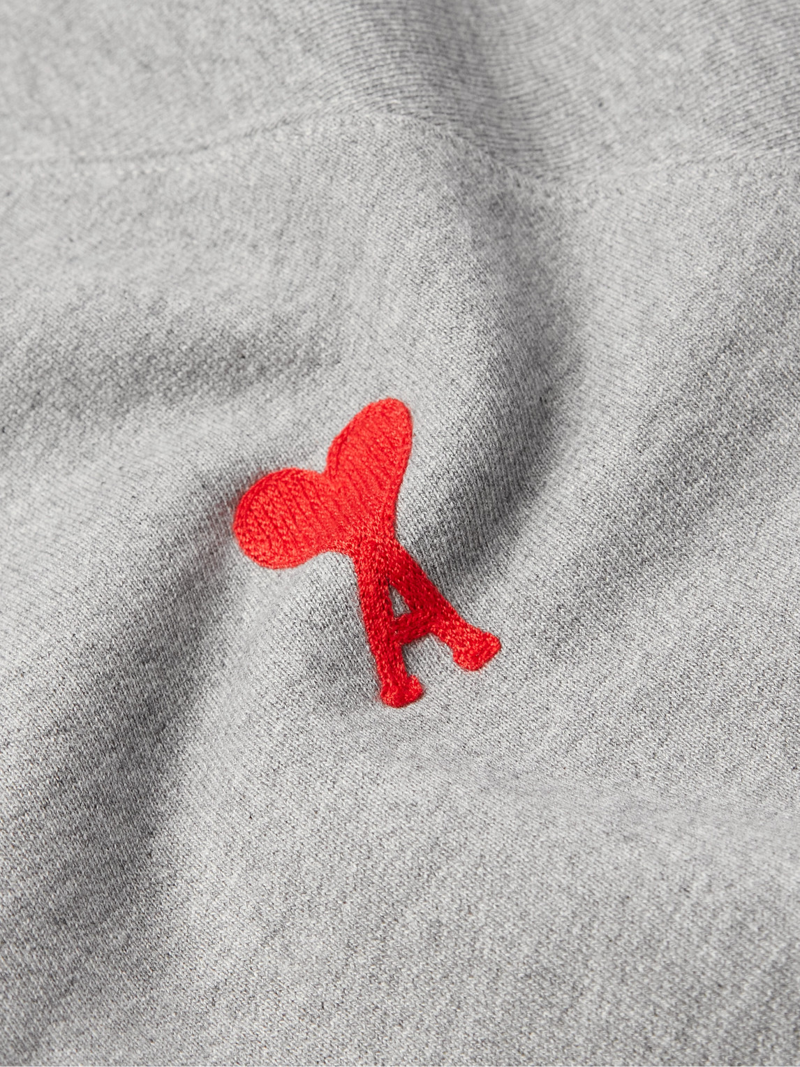 Shop Ami Alexandre Mattiussi Logo-embroidered Stretch-cotton Jersey Sweatshirt In Gray