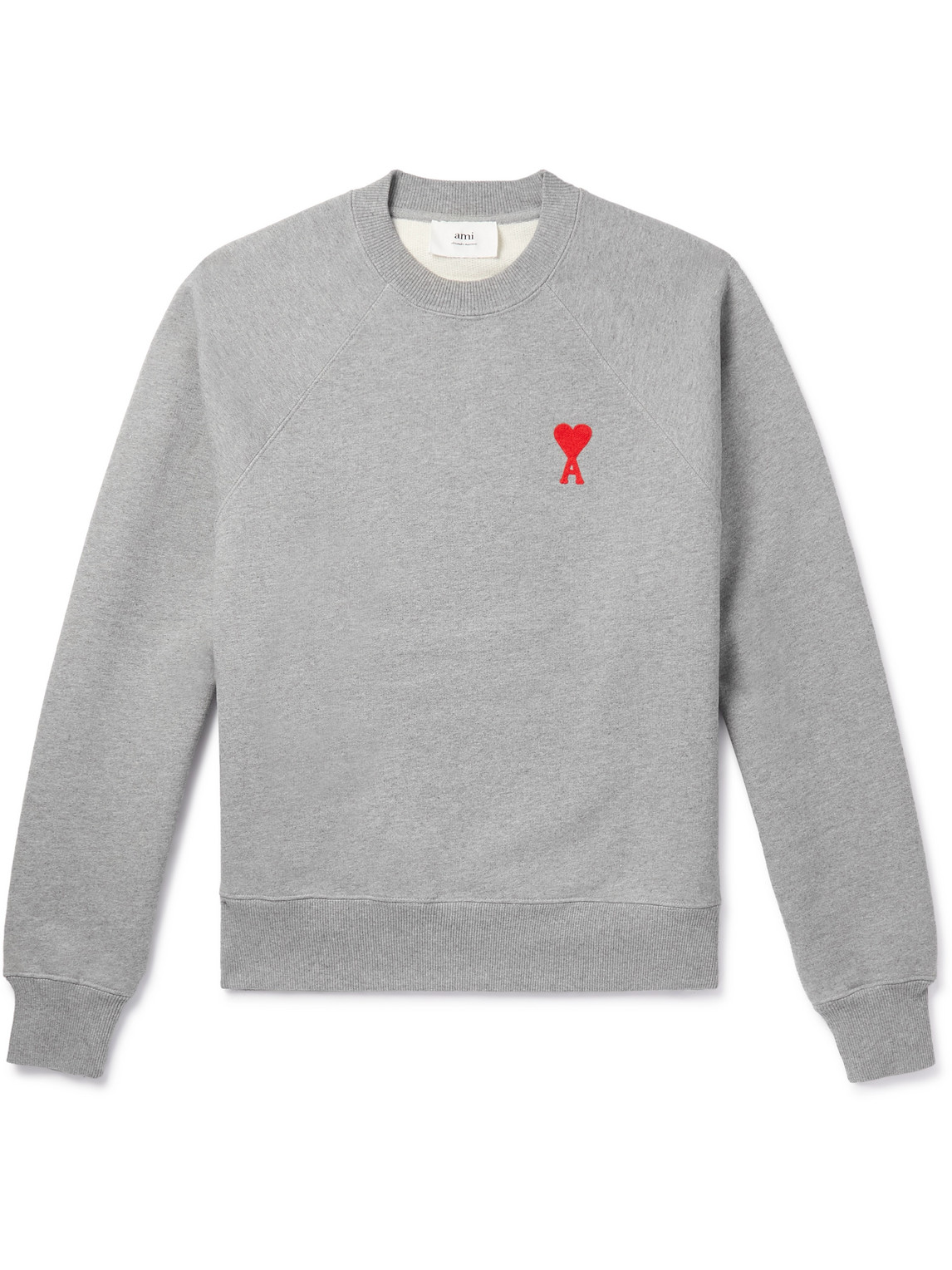 AMI PARIS Logo-Embroidered Stretch-Cotton Jersey Sweatshirt