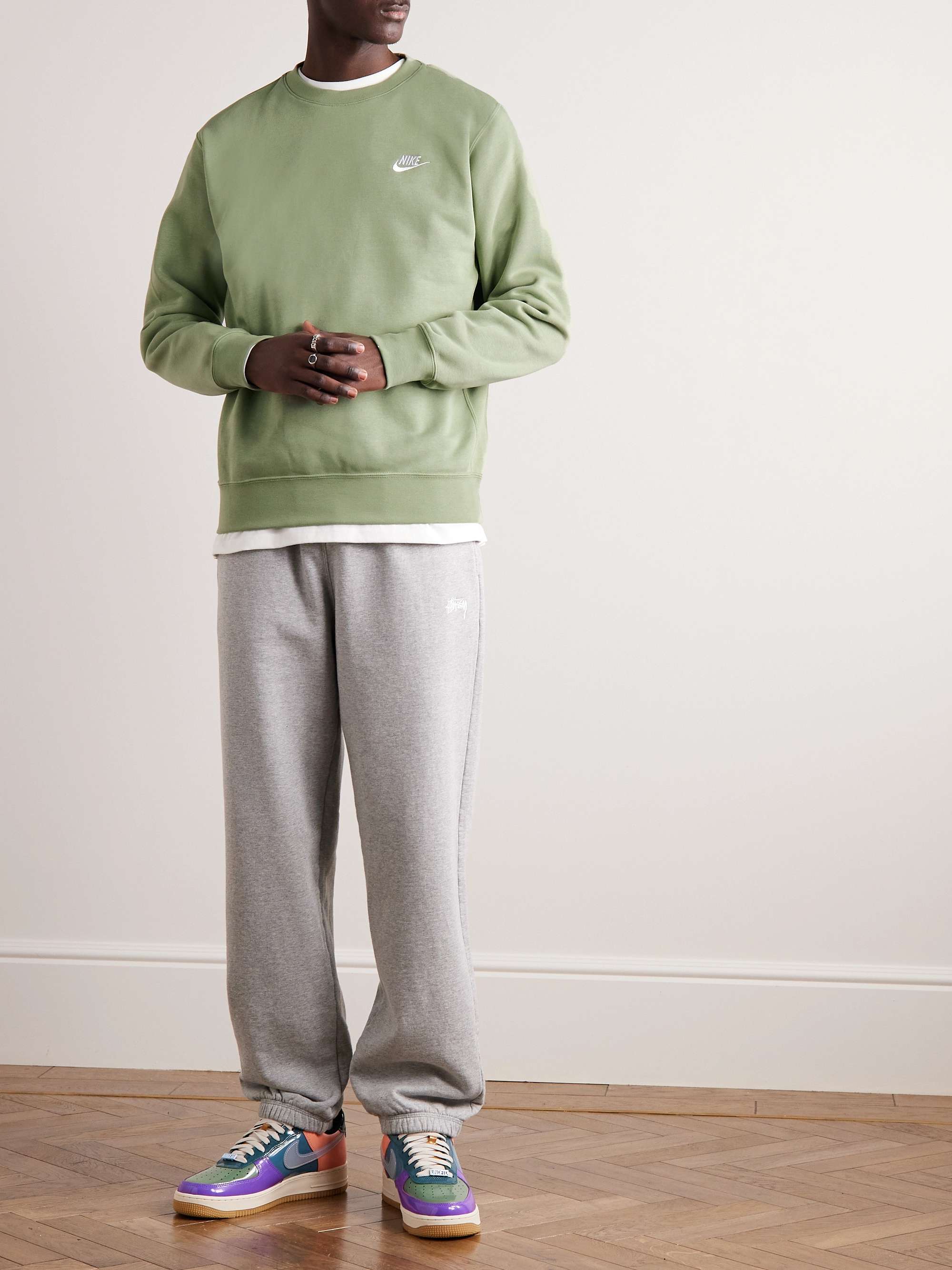 NIKE NSW Club Logo-Embroidered Cotton-Blend Jersey Sweatshirt