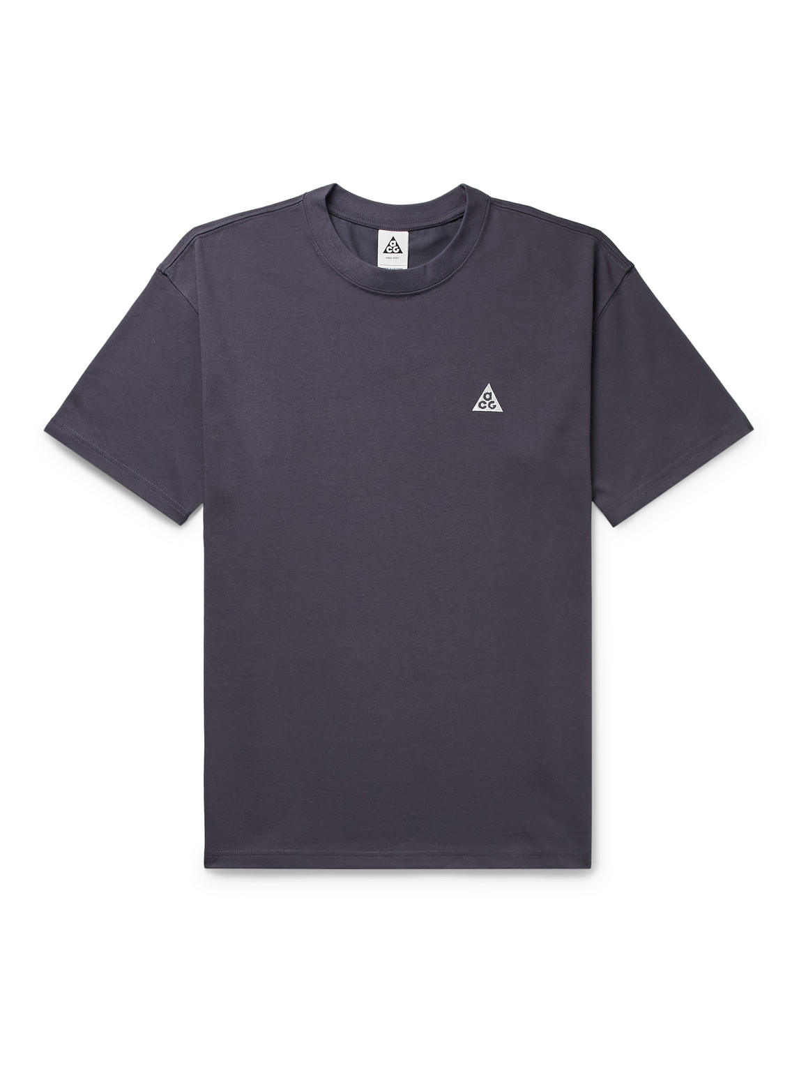Nike Nrg Acg Logo-embroidered Jersey T-shirt In Gray