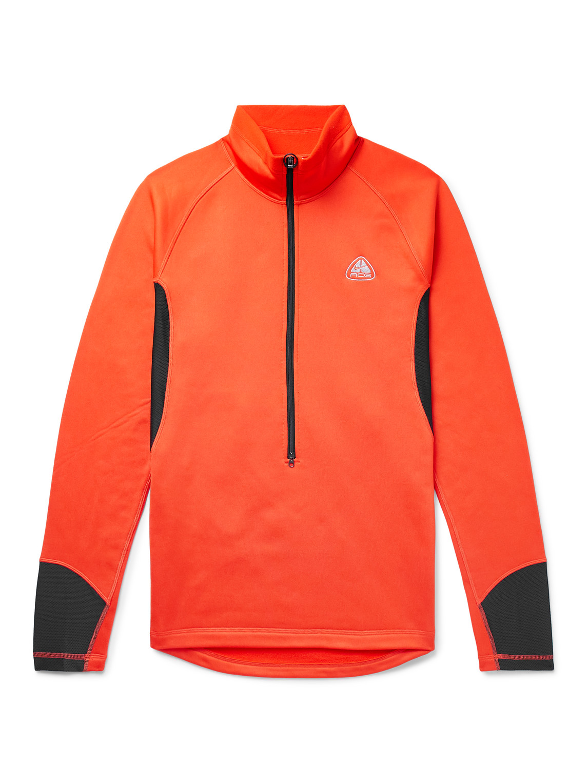 Nike Acg Oregon Series Slim-fit Mesh-trimmed Polartec® Fleece Half-zip Sweatshirt In Red