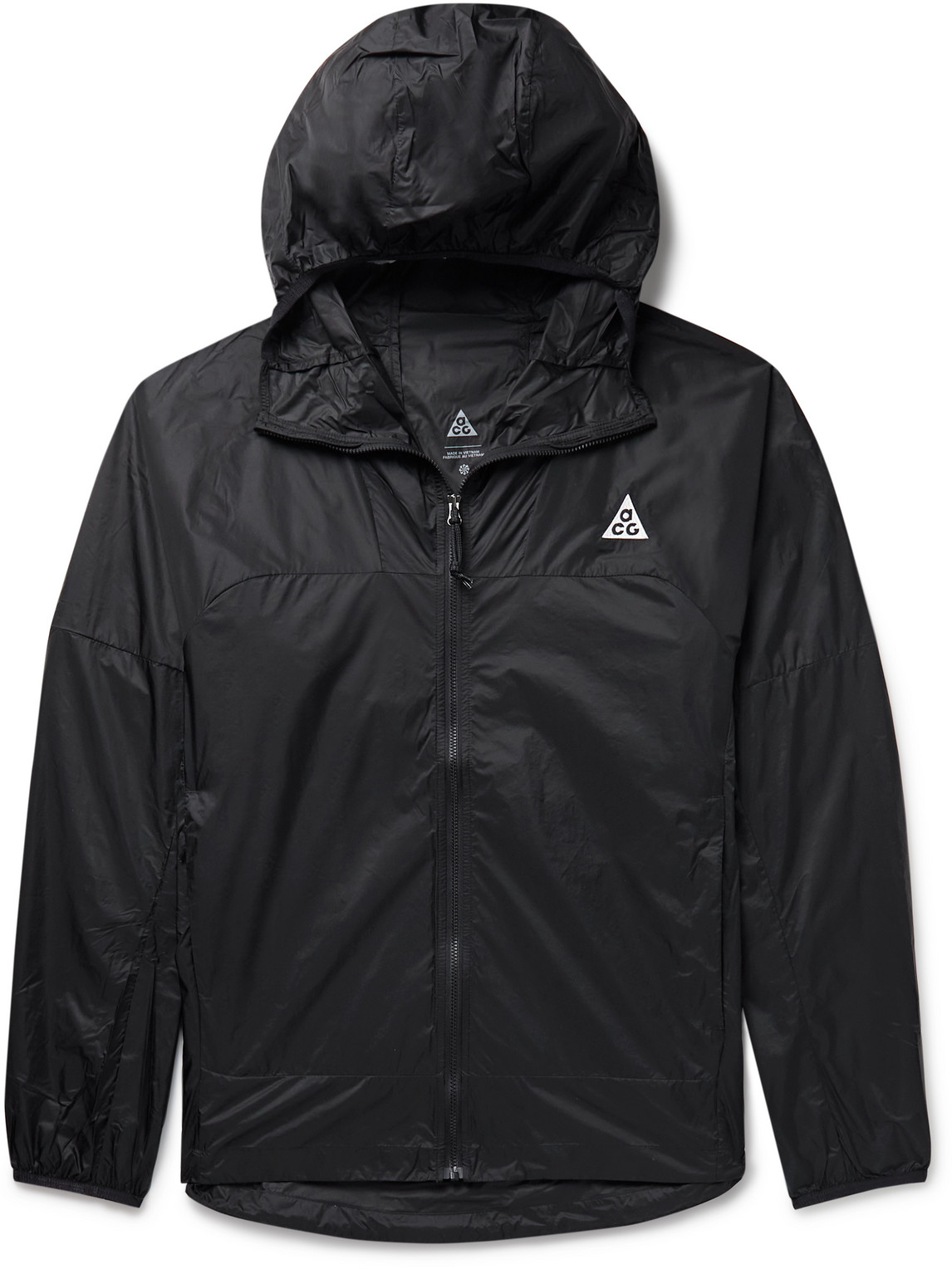 Nike Acg Cinder Cone Logo-embroidered Nylon Hooded Jacket In Black
