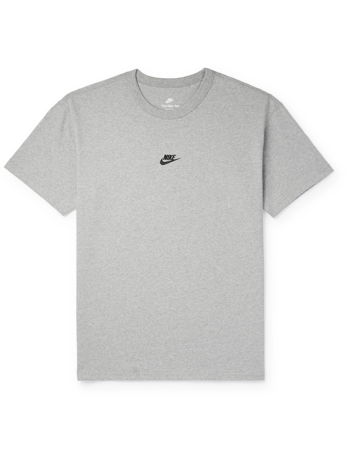 Nike Premium Essentials Logo-embroidered Cotton-jersey T-shirt In Gray