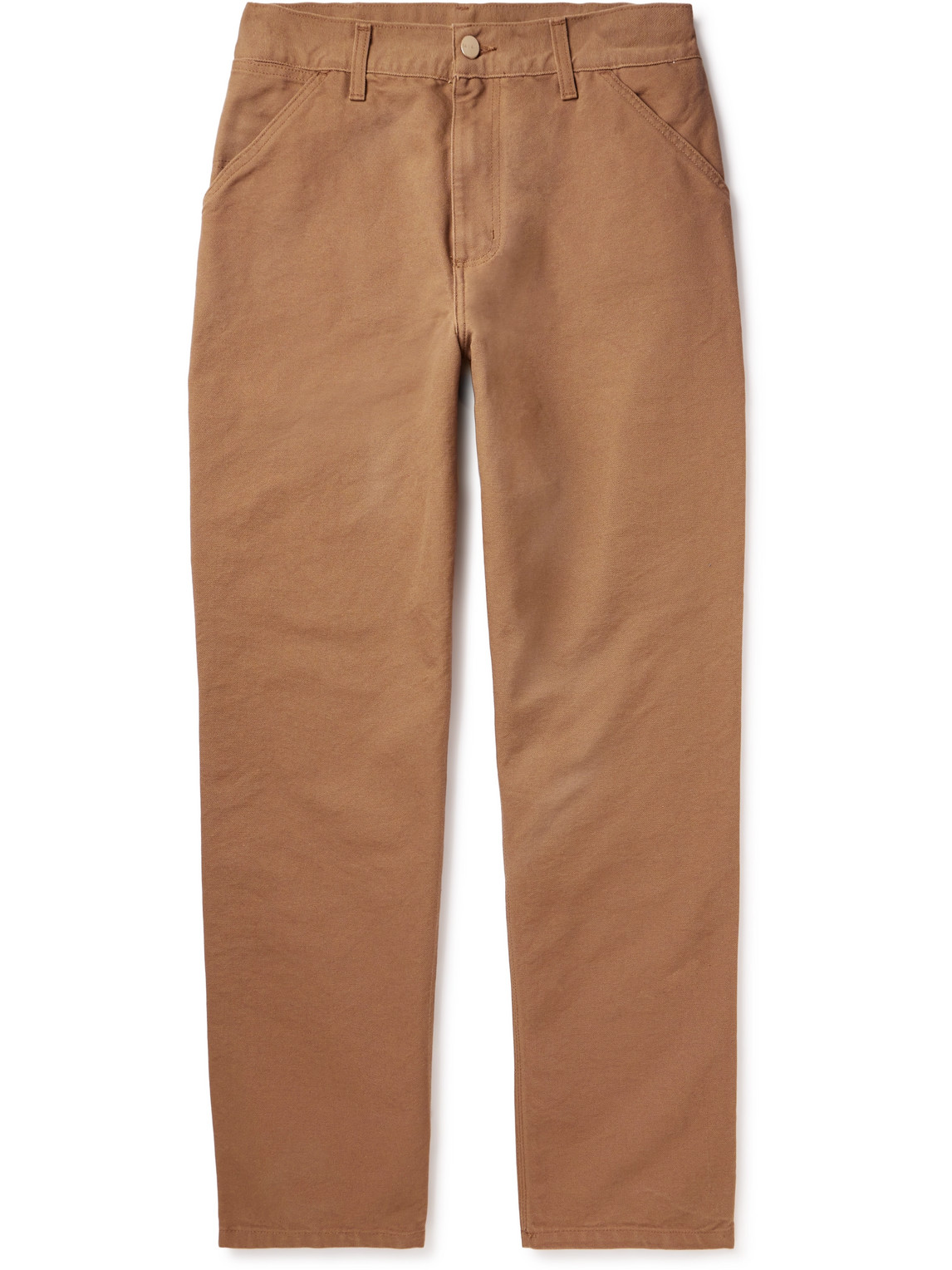 Carhartt Single Knee Straight-leg Organic Cotton-canvas Trousers In Brown