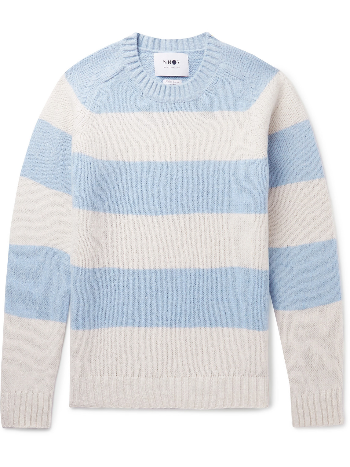 Nn07 Nathan 6542 Wool Blend Stripe Regular Fit Crewneck Sweater In Neutrals