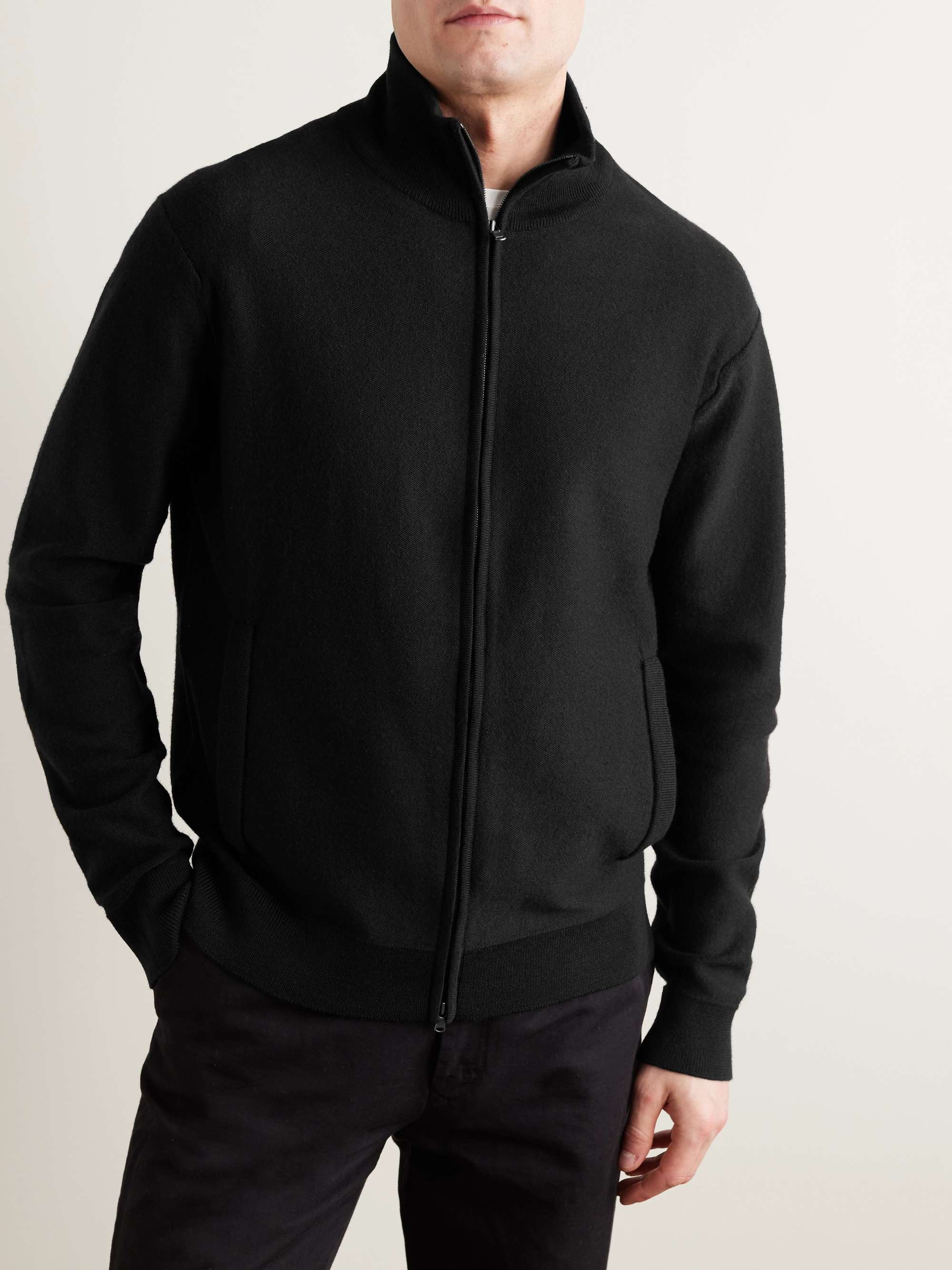 JOHNSTONS OF ELGIN Wool Zip-Up Sweater