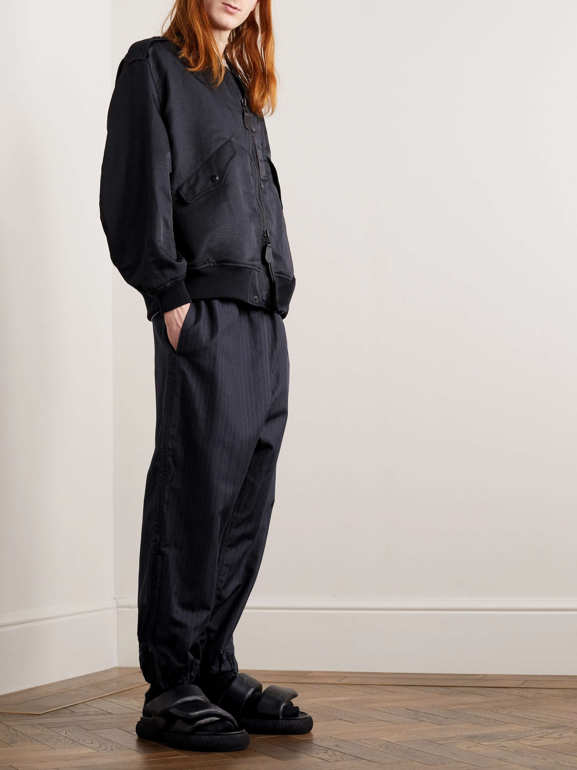 Tapered Striped Woven Trousers