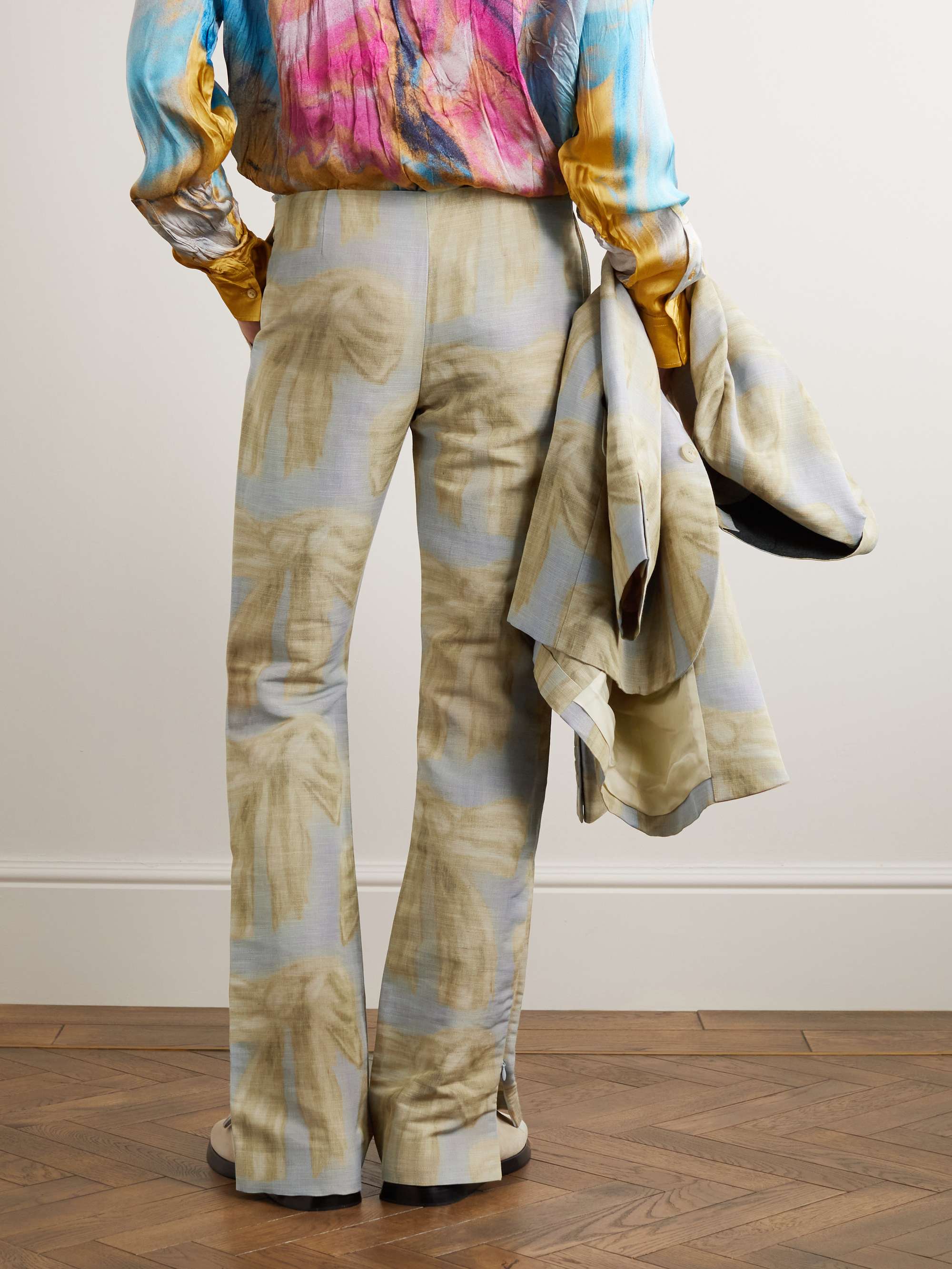 ACNE STUDIOS + Karen Kilimnik Slim-Fit Flared Printed Woven Suit Trousers