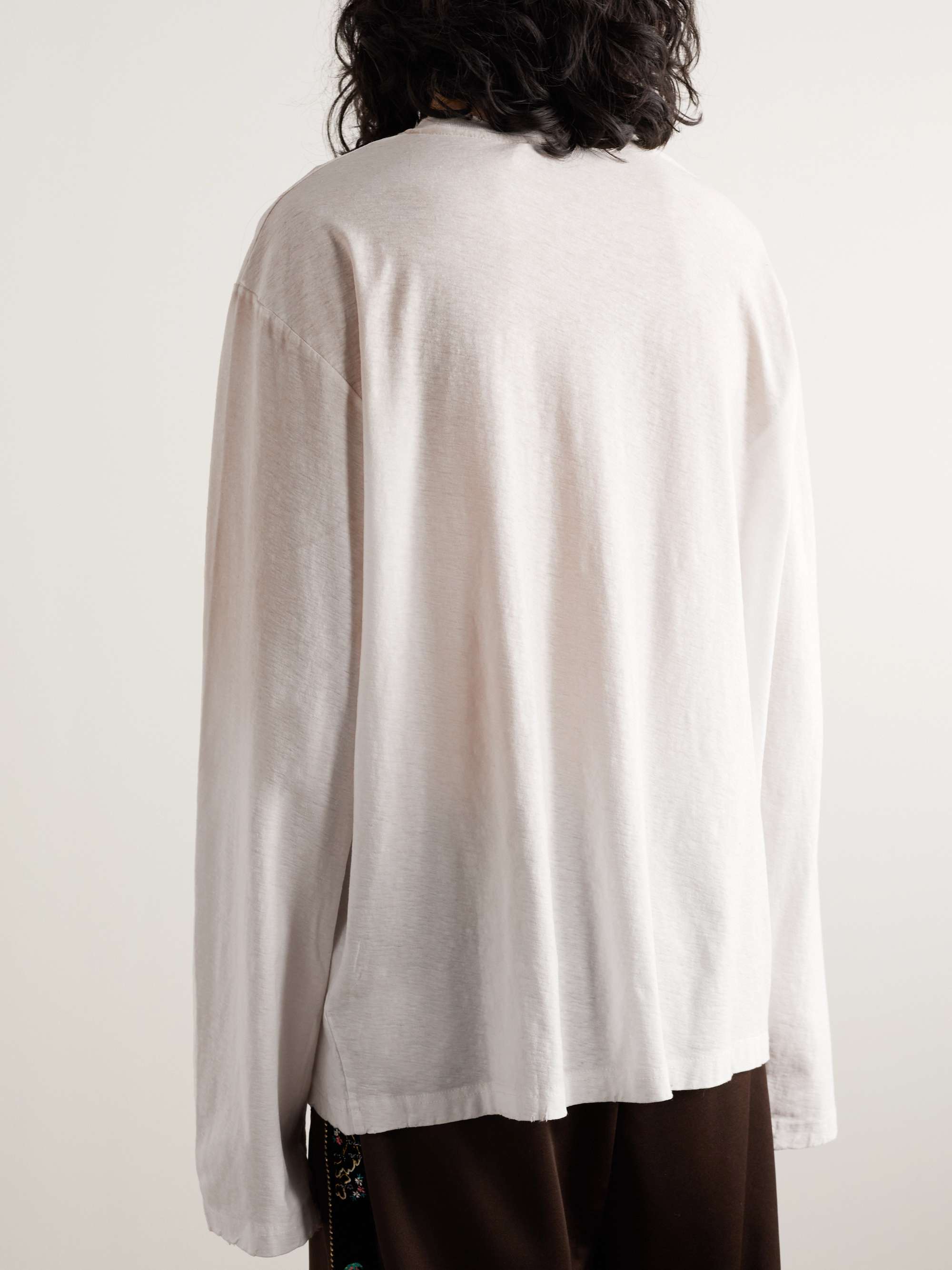 ACNE STUDIOS Edden U 1996 Logo-Printed Distressed Cotton and Hemp-Blend T-Shirt