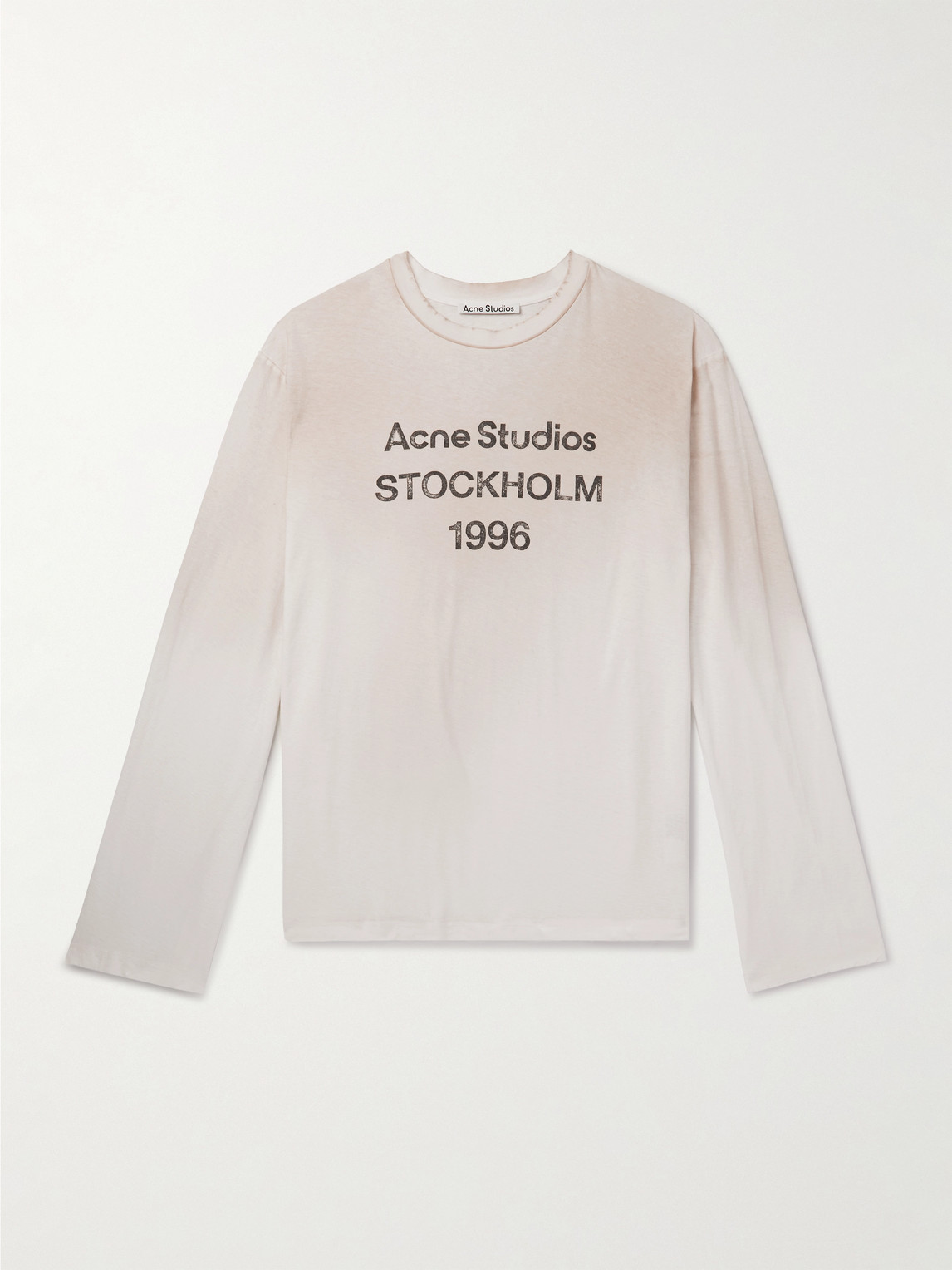 Acne Studios Edden U 1996 Logo-Print Distressed Cotton and Hemp-Blend T-Shirt - Men