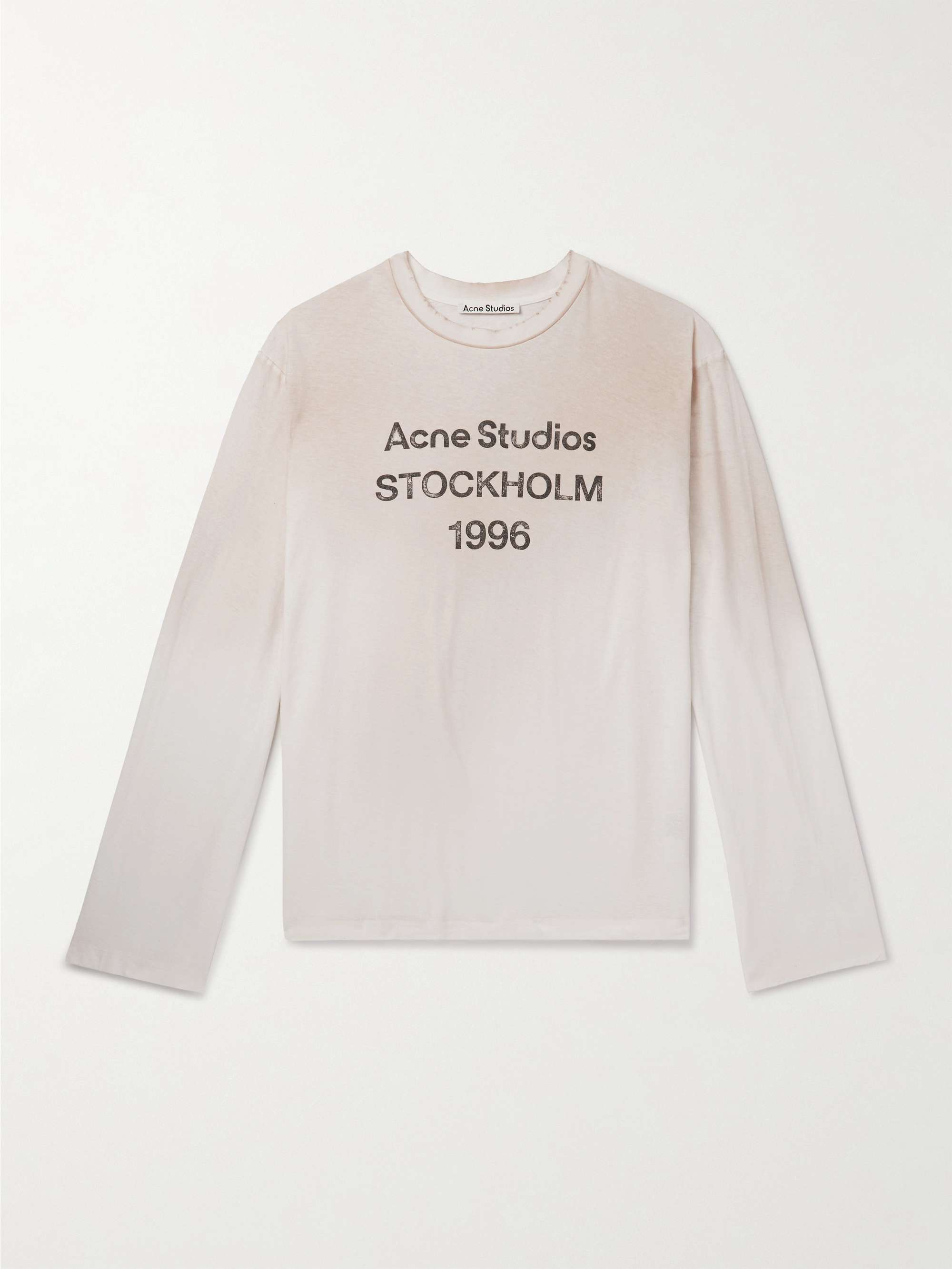 ACNE STUDIOS Edden U 1996 Logo-Printed Distressed Cotton and Hemp-Blend T-Shirt