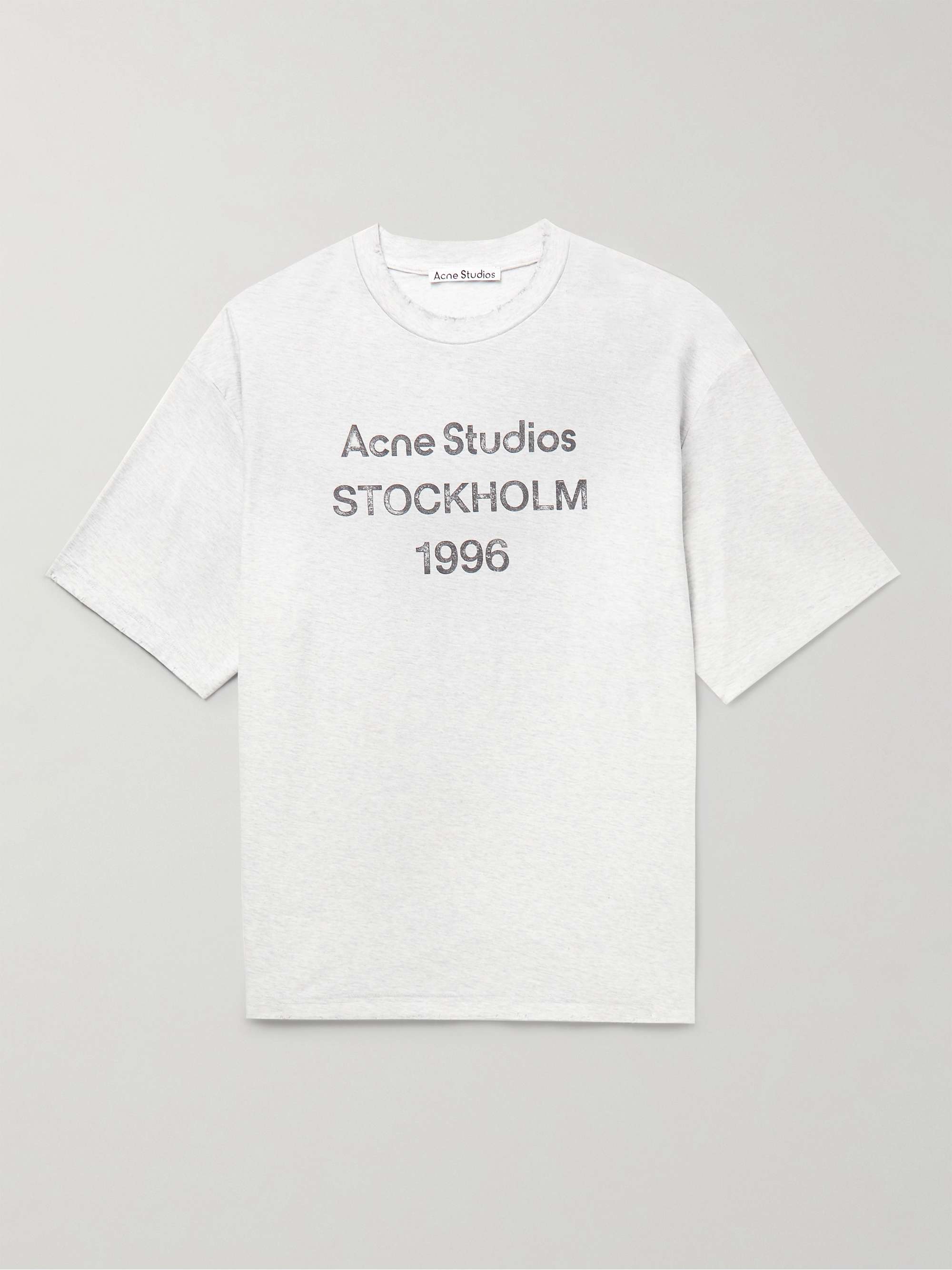 ACNE STUDIOS Oversized Distressed Logo-Print Cotton and Hemp-Blend Jersey T-shirt