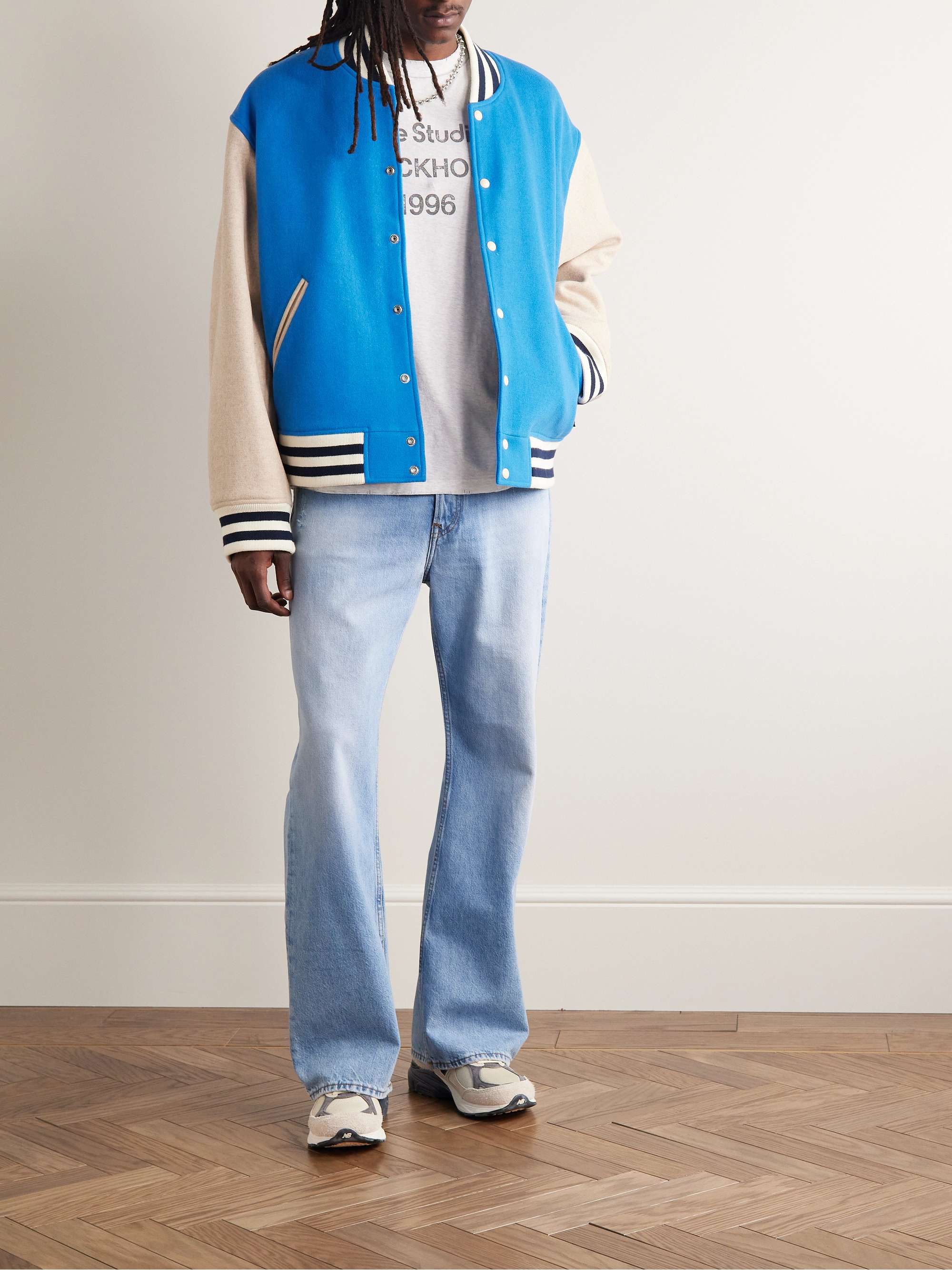 ACNE STUDIOS Oversized Distressed Logo-Print Cotton and Hemp-Blend Jersey T-shirt