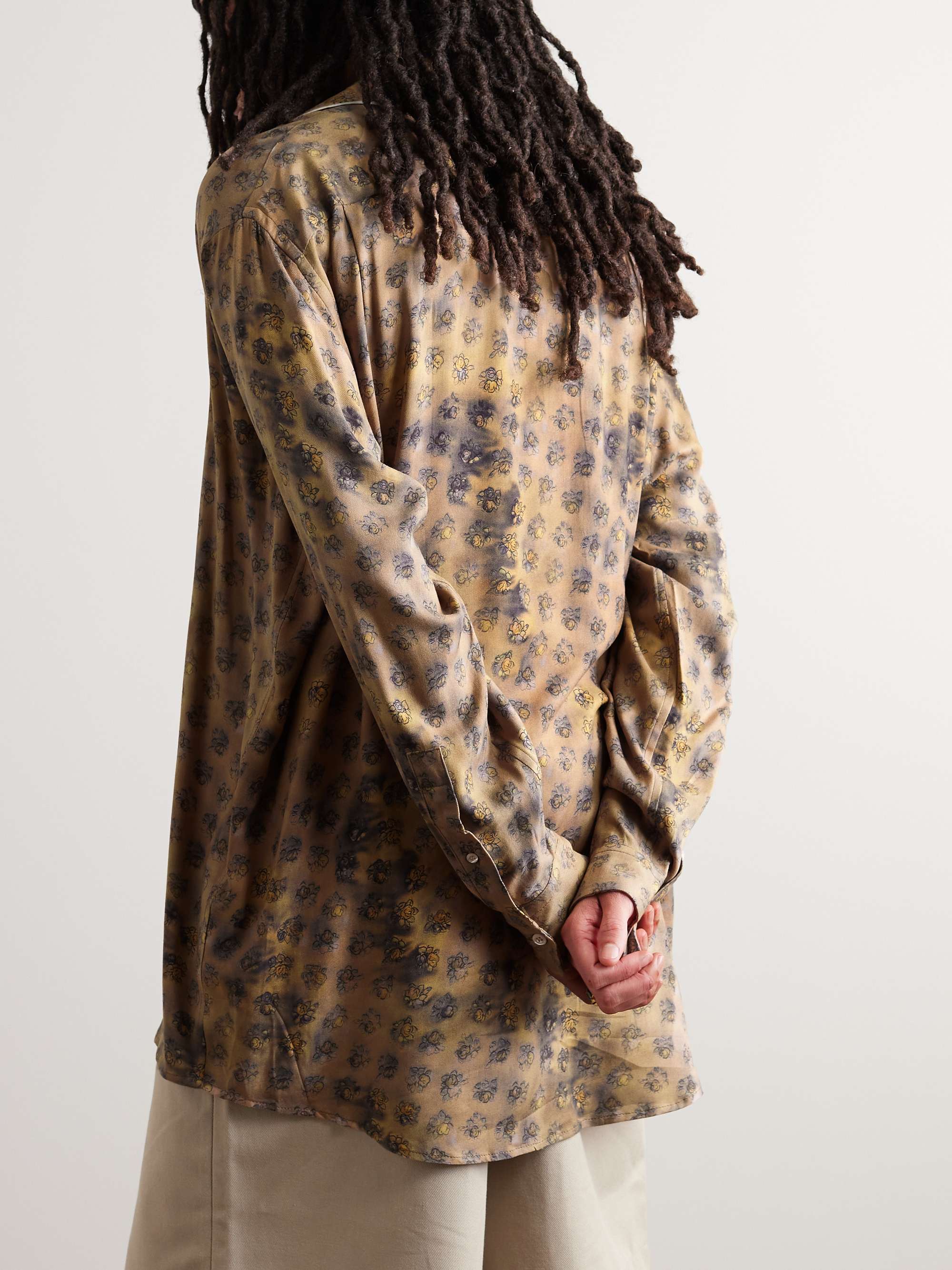 ACNE STUDIOS Samper Camp-Collar Printed Satin Shirt