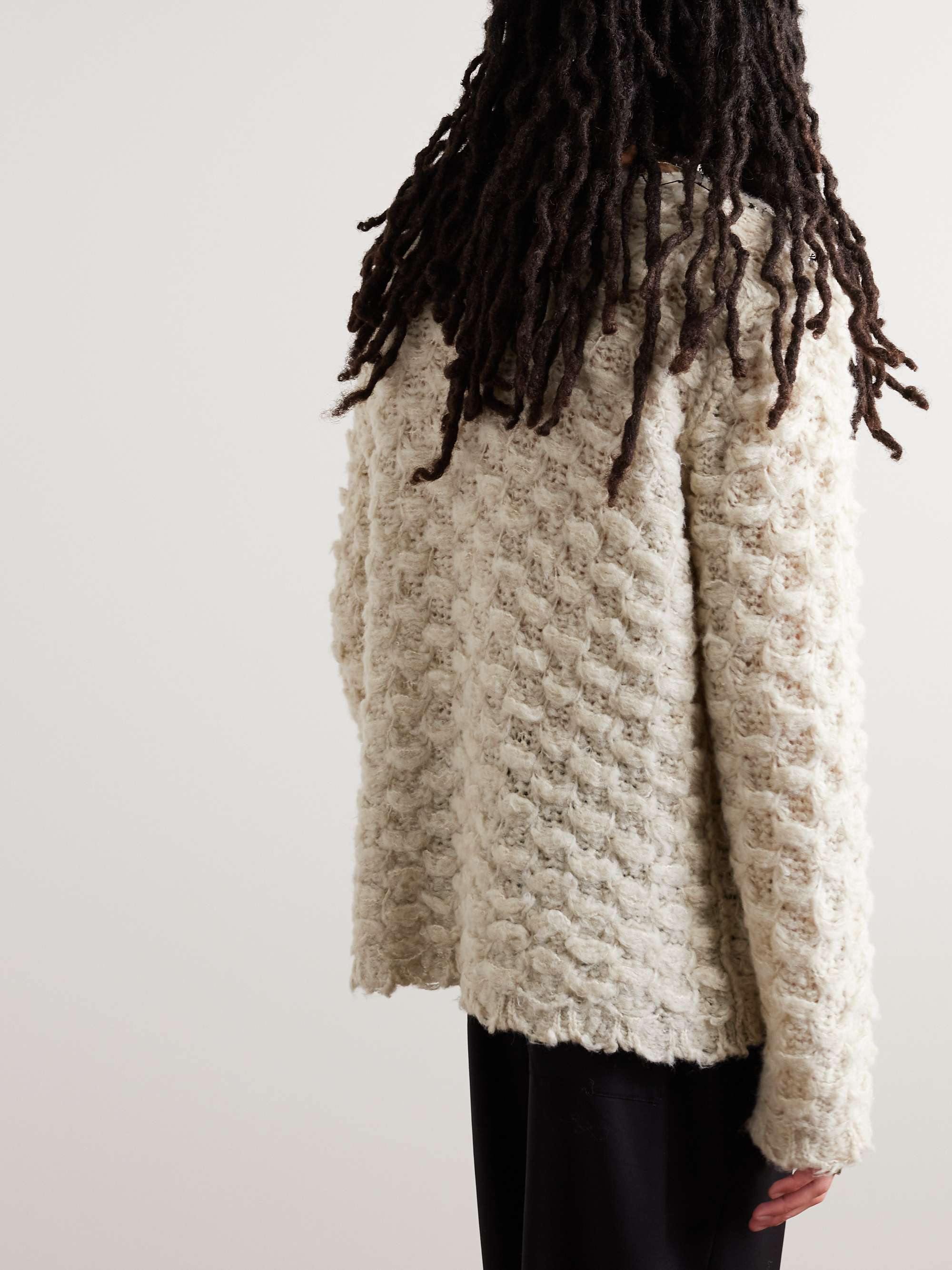 ACNE STUDIOS Distressed Lamé-Trimmed Waffle-Knit Sweater