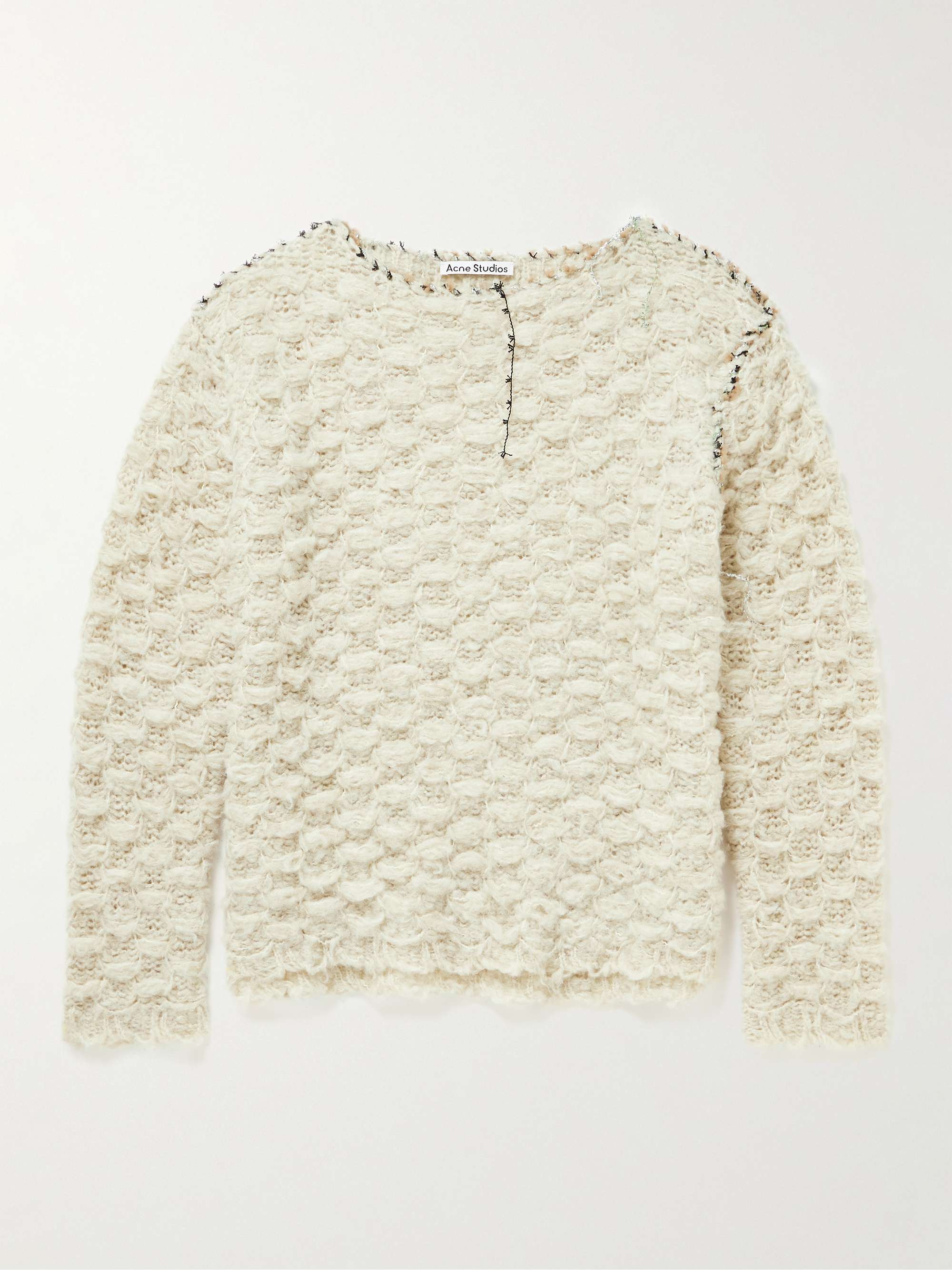 ACNE STUDIOS Distressed Lamé-Trimmed Waffle-Knit Sweater