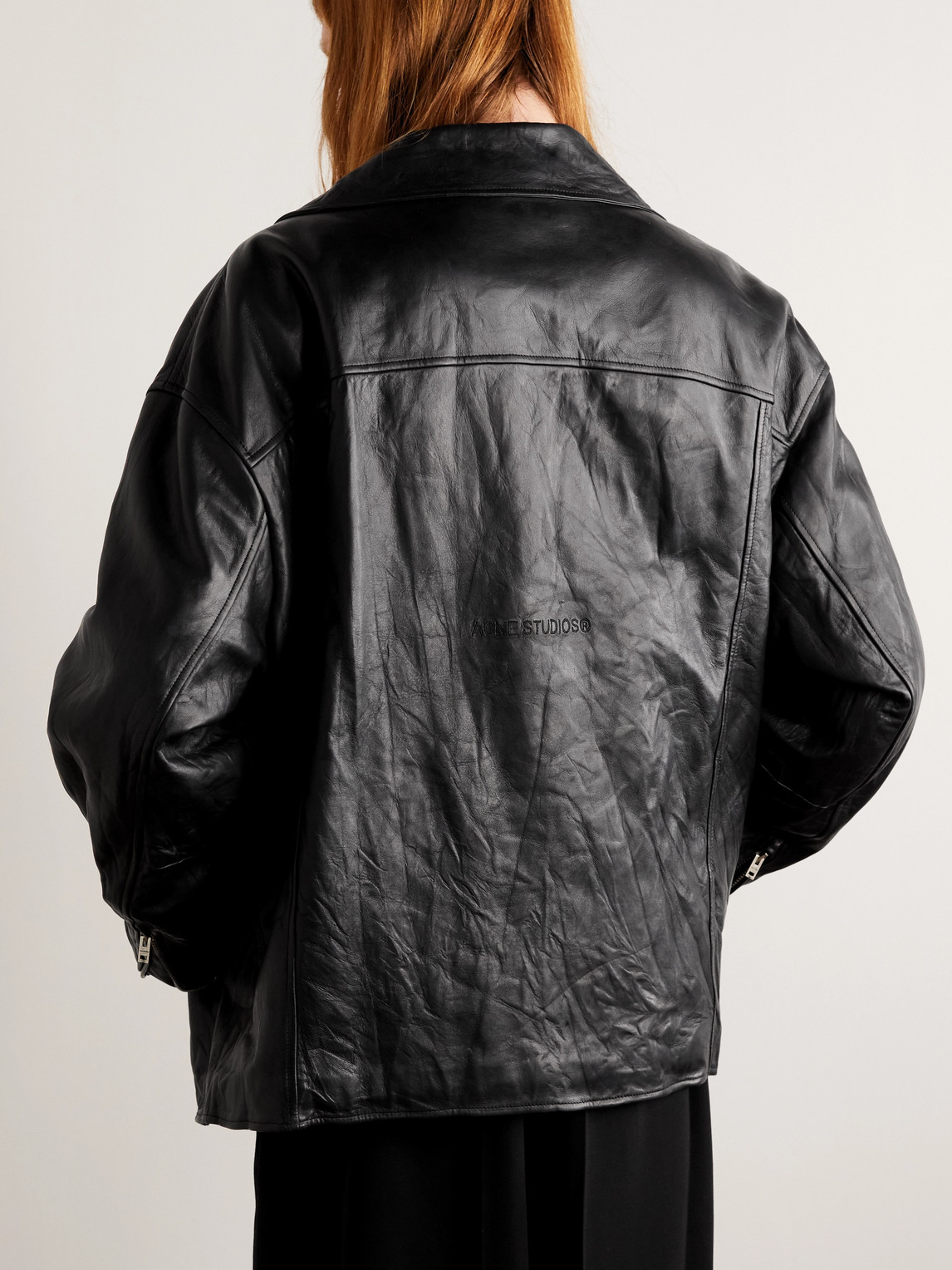 Shop Acne Studios Distressed Leather Jacket In Black