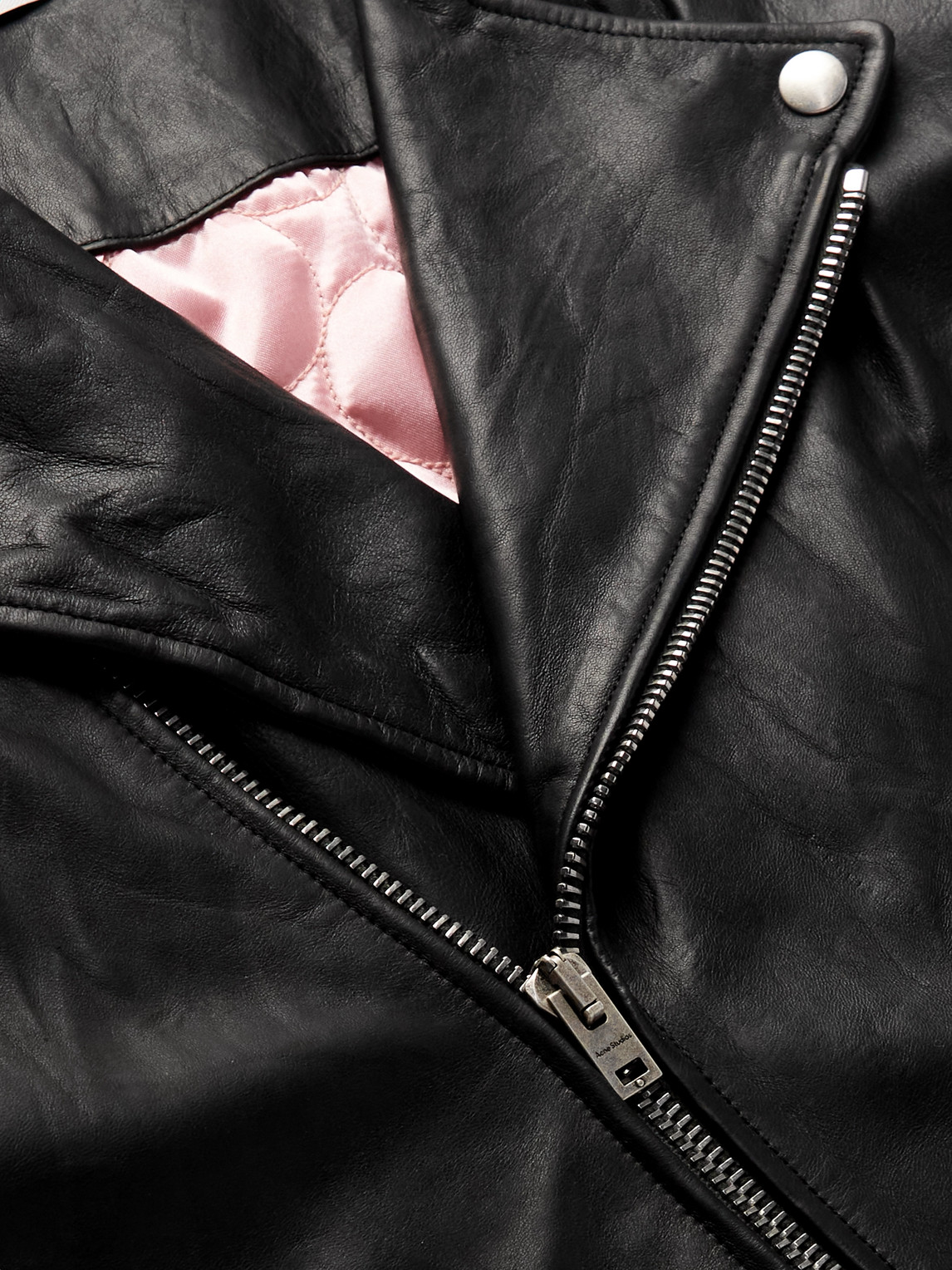 Shop Acne Studios Distressed Leather Jacket In Black