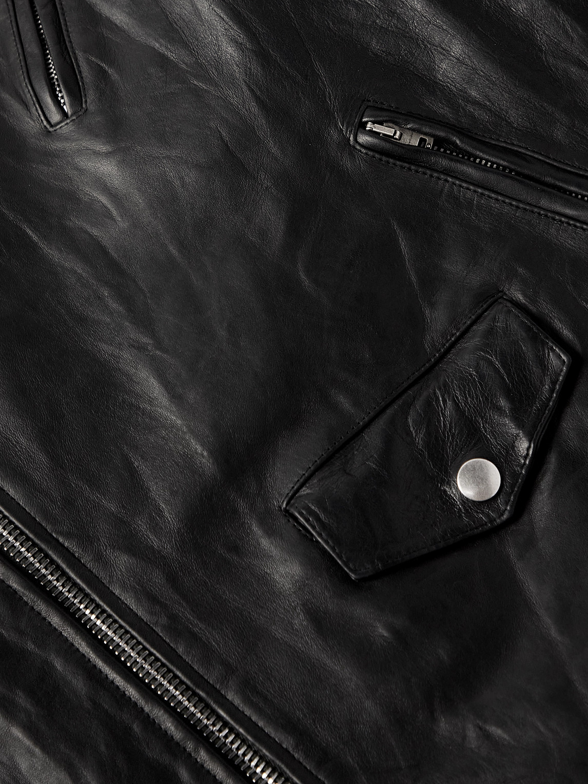 Shop Acne Studios Distressed Leather Jacket In Black