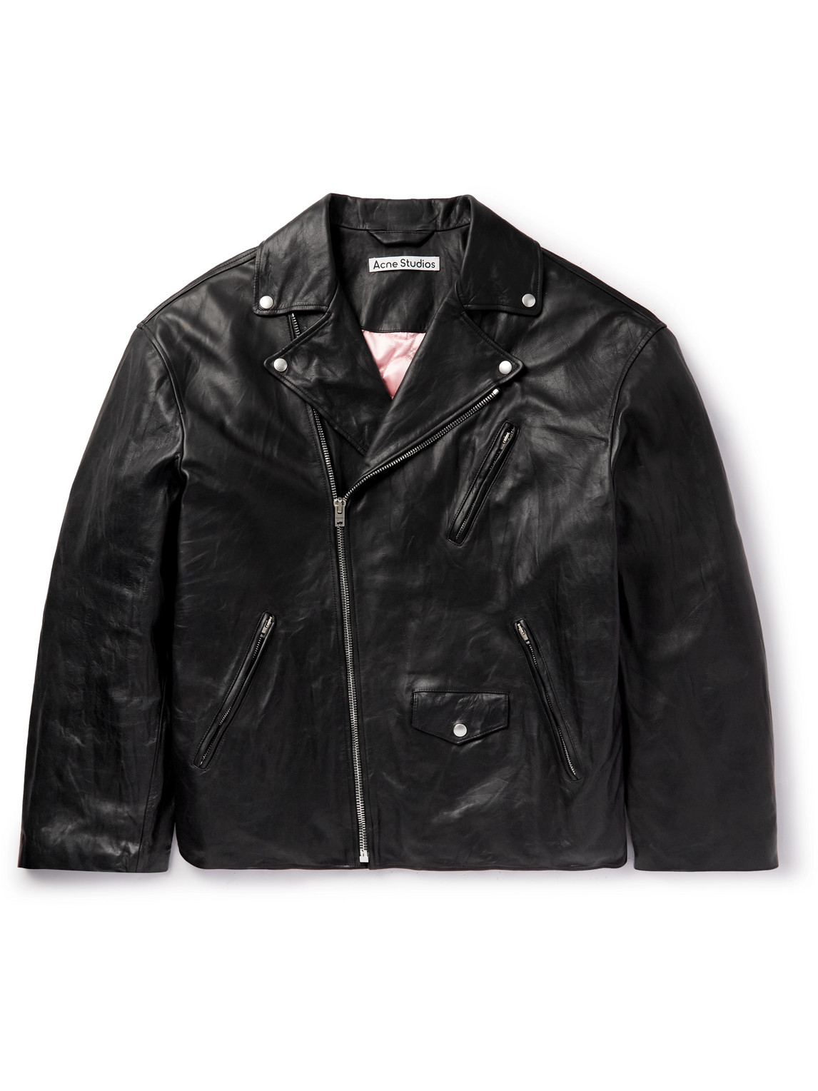 Acne Studios Distressed Leather Jacket In Black