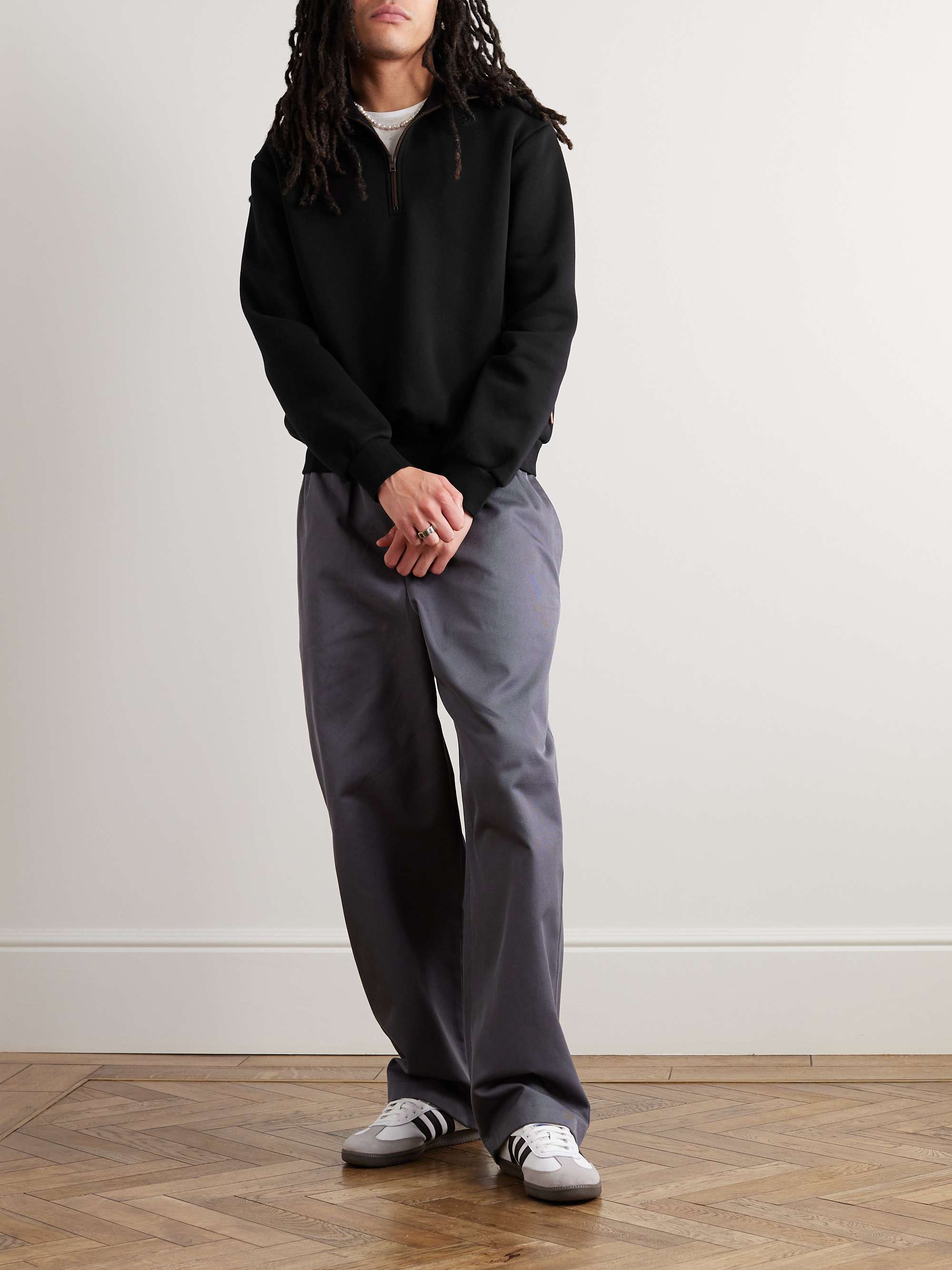 ACNE STUDIOS Fenrik Cotton-Blend Jersey Half-Zip Sweatshirt
