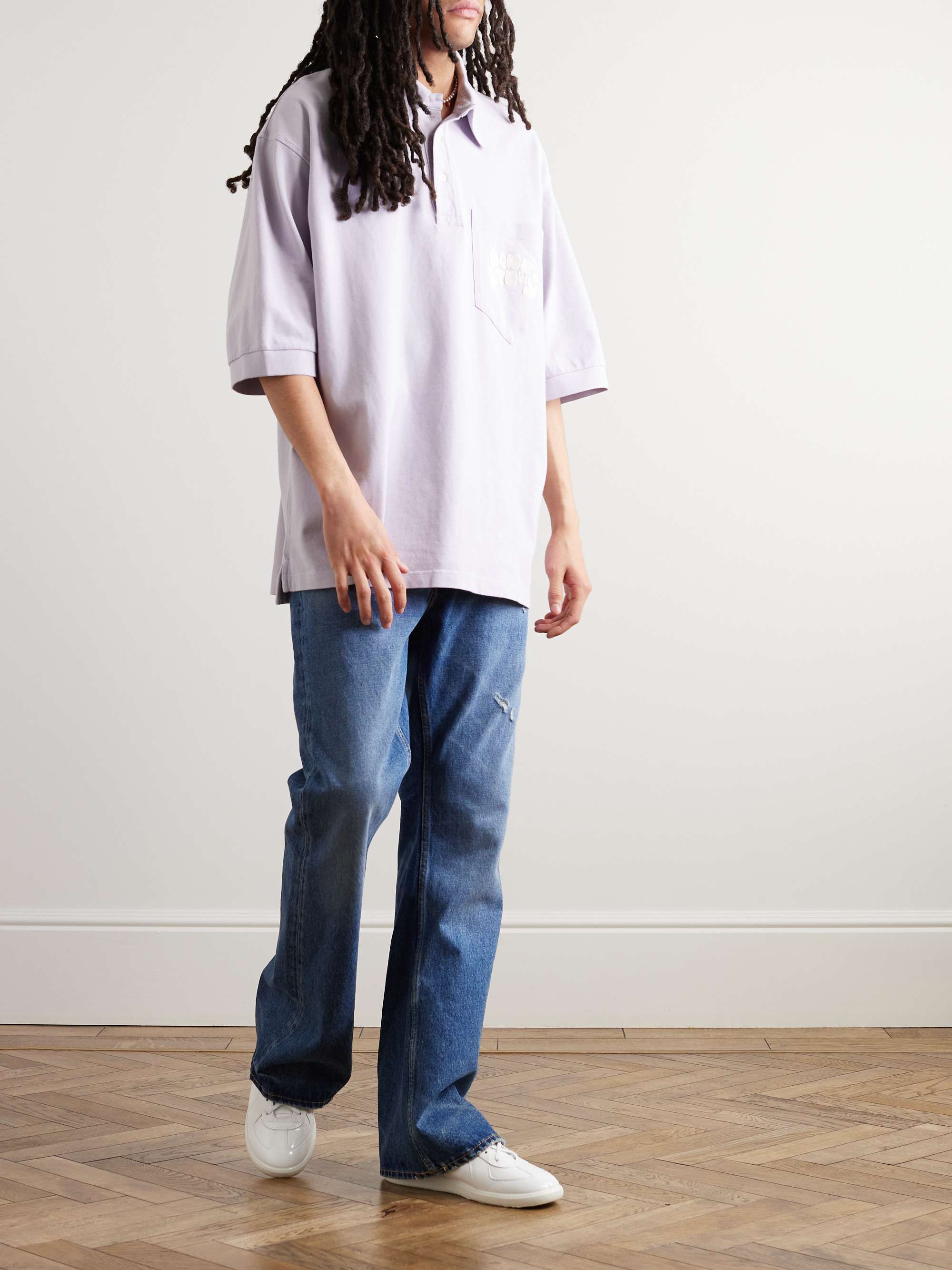 ACNE STUDIOS Logo-Embroidered Cotton-Piqué Polo Shirt
