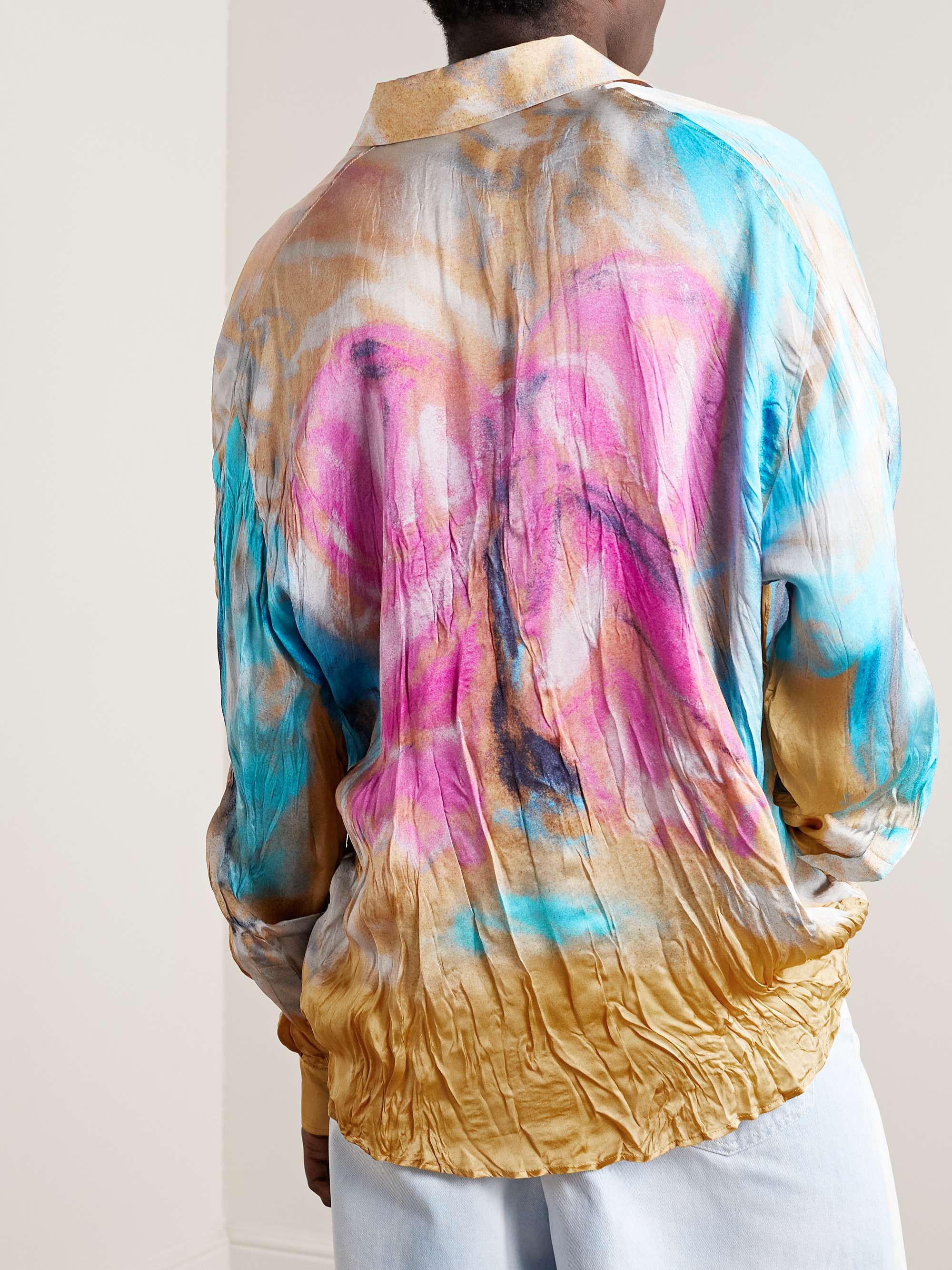 ACNE STUDIOS + Karen Kilimnick Printed Crinkled-Satin Shirt