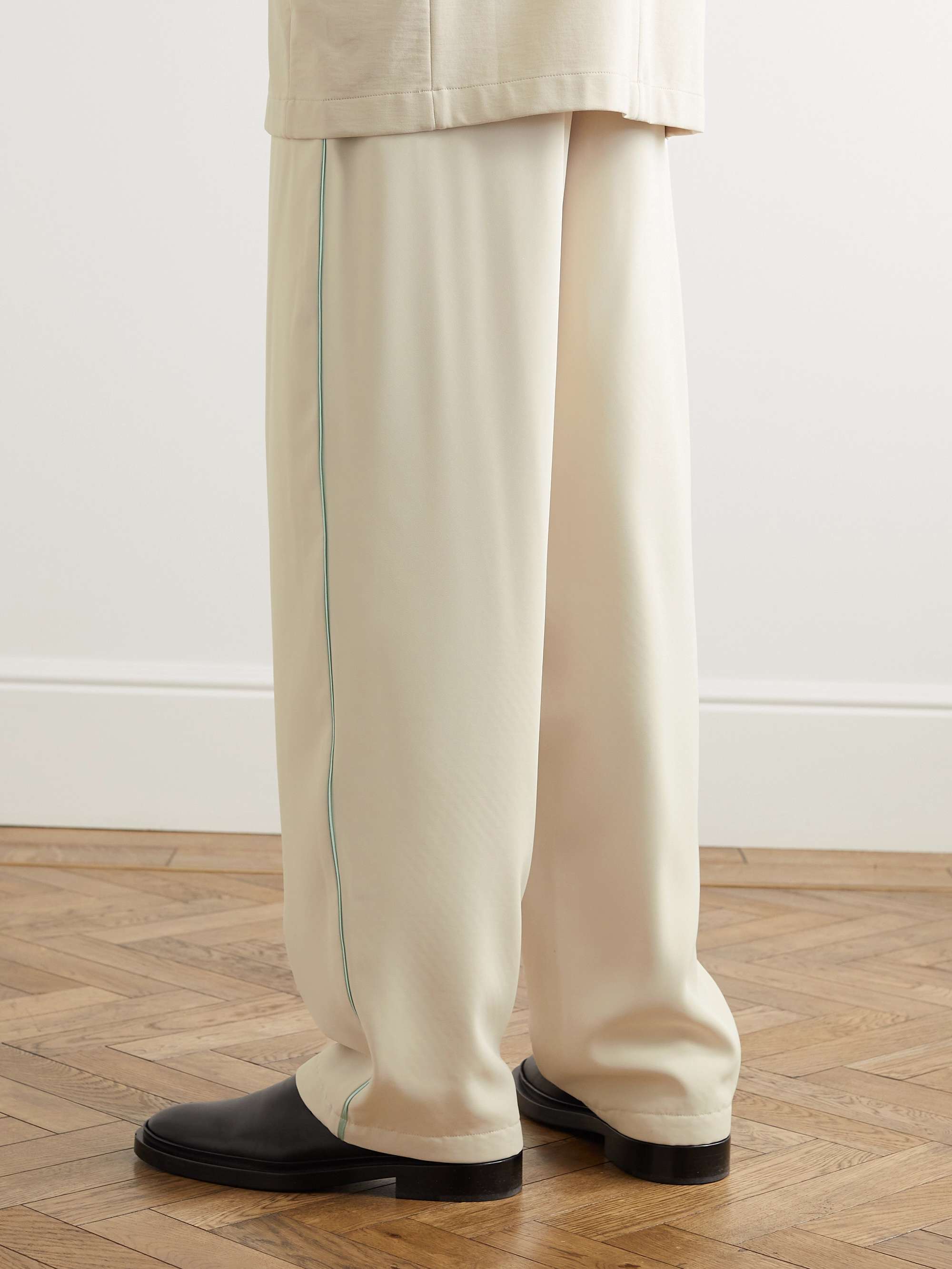ACNE STUDIOS Tapered Satin-Trimmed Twill Drawstring Trousers