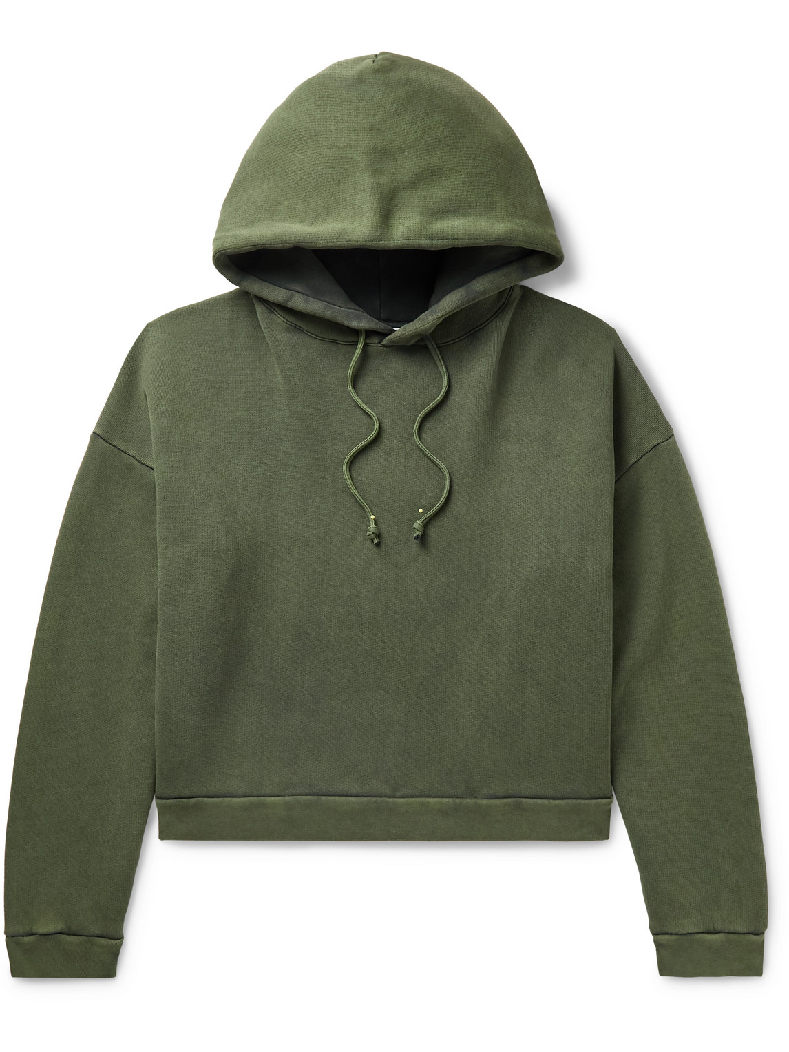 Acne Studios Fester H Cropped Cotton-jersey Hoodie In Green ModeSens