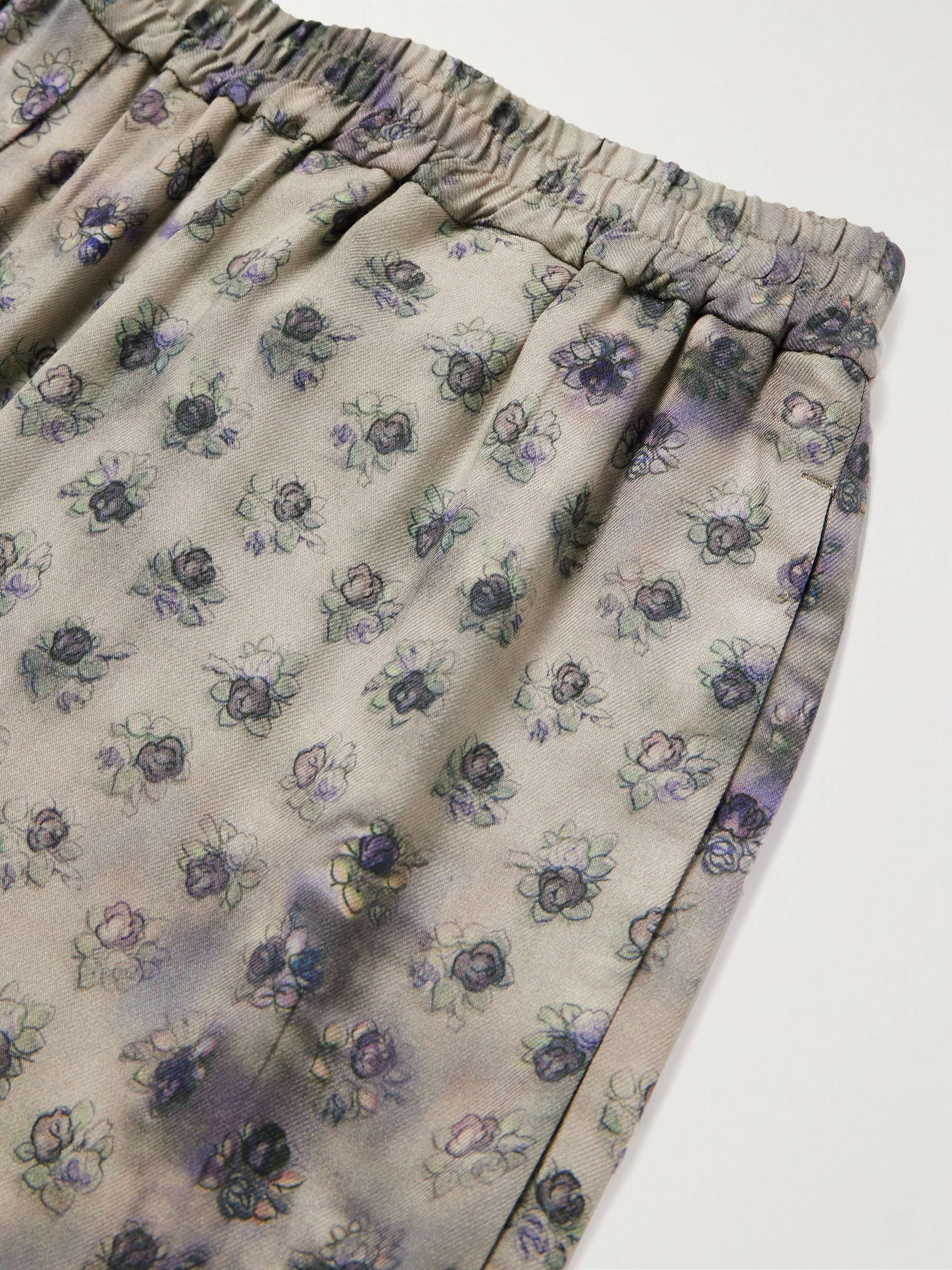 ACNE STUDIOS Rudent Wide-Leg Printed Twill Drawstring Shorts