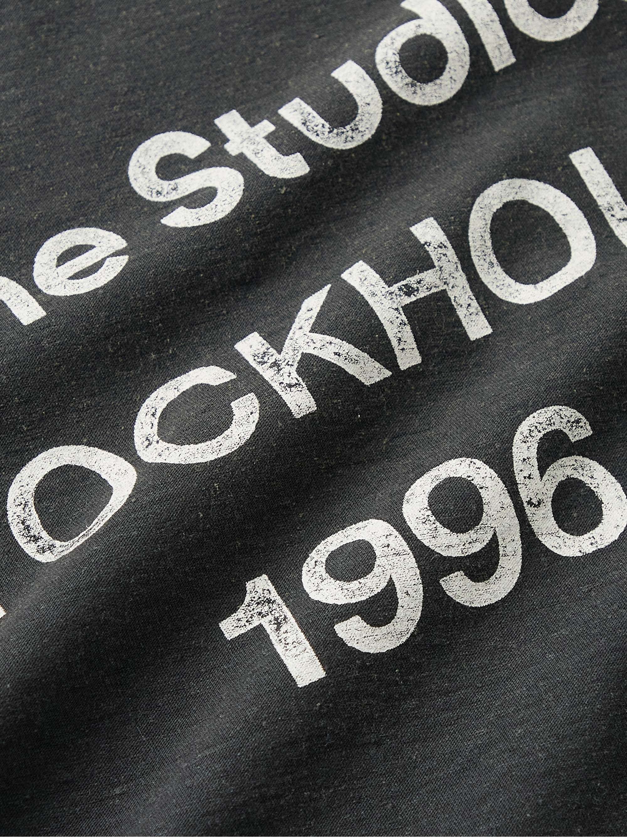 ACNE STUDIOS Oversized Distressed Logo-Print Cotton and Hemp-Blend Jersey T-shirt