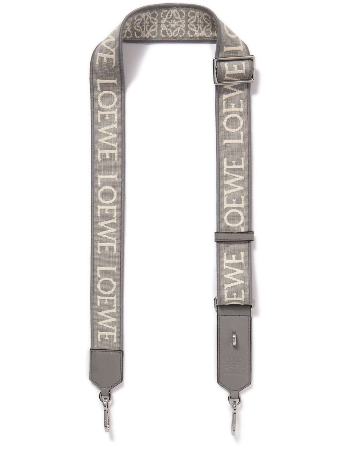Loewe Leather-trimmed Logo-jacquard Canvas Strap In Gray