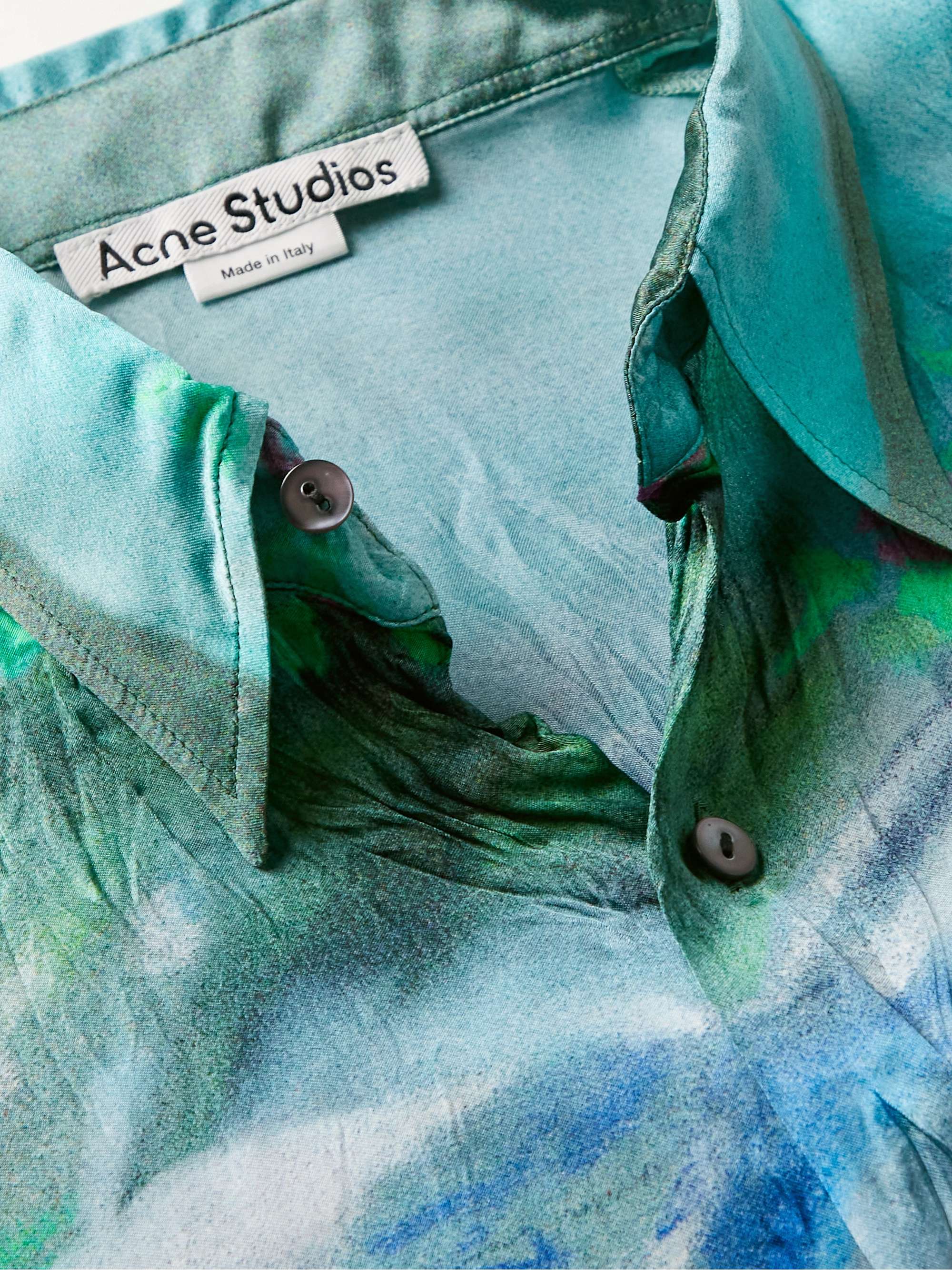 ACNE STUDIOS Sandroki Printed Crinkled-Satin Shirt